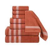 Brea Zero Twist Cotton Ribbed Geometric Border 8 Piece Towel Set - Towel Set by Superior Brand