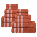 Brea Zero Twist Cotton Ribbed Geometric Border 12 Piece Towel Set - Towel Set by Superior Brand