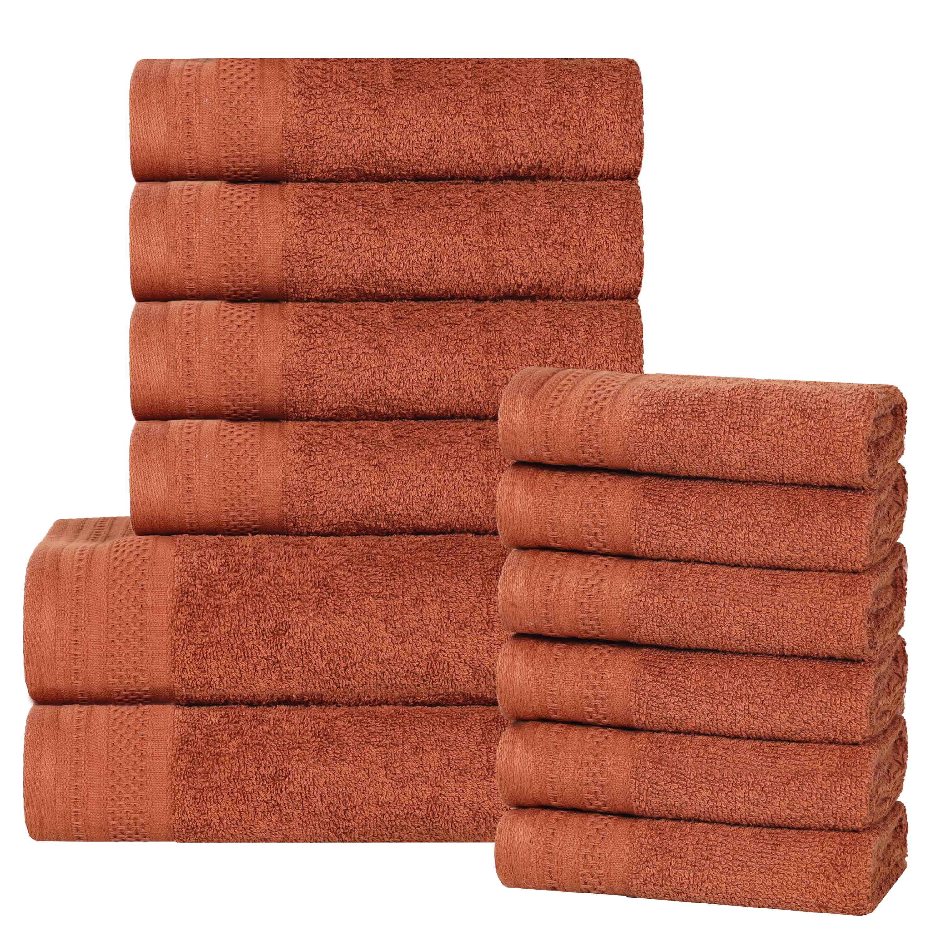 Cotton Waffle Border Towel Set 12-Piece - Honeycomb - Towel Set by Superior Brand