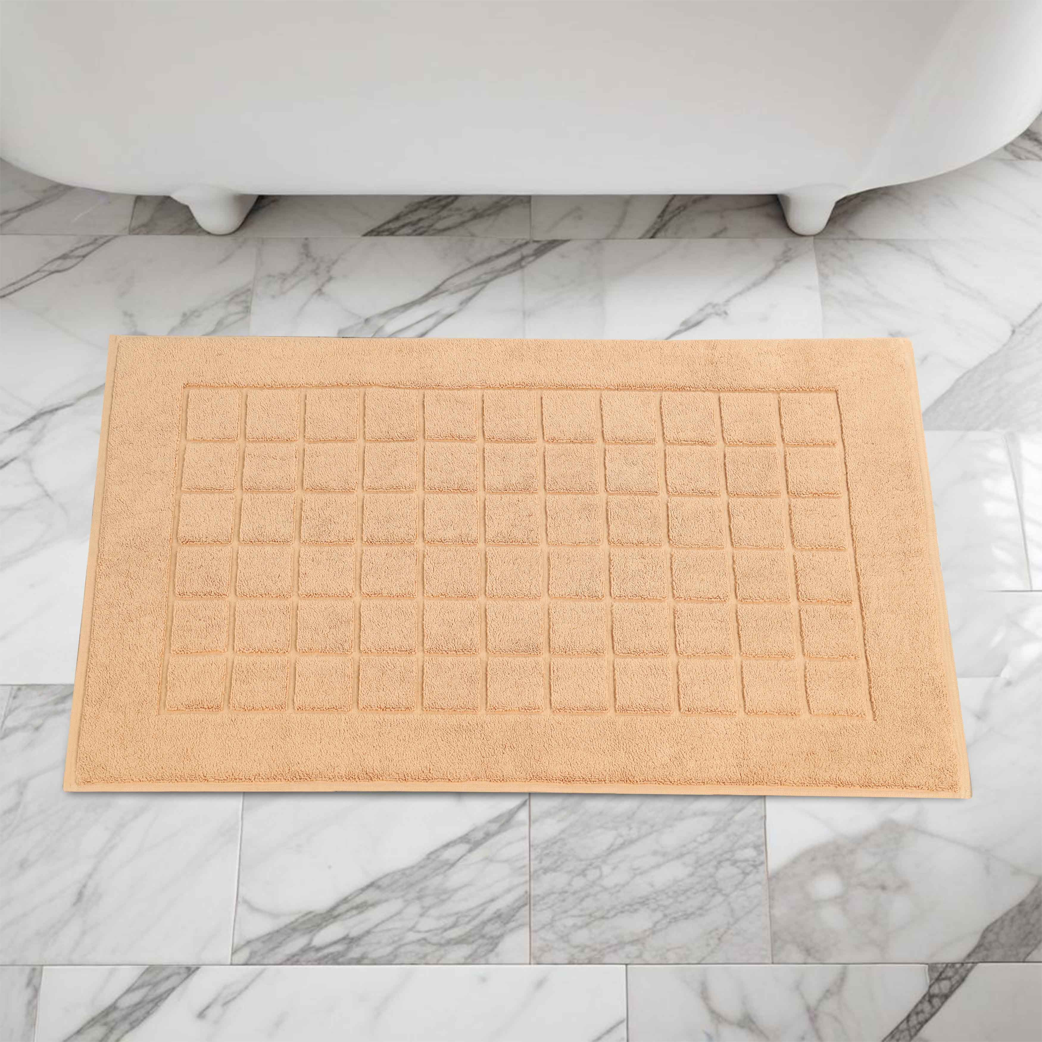 Nora Cotton Solid Absorbent Thick Checkered Washable Bath Mat Set of 2 - Bath Mats by Superior Brand