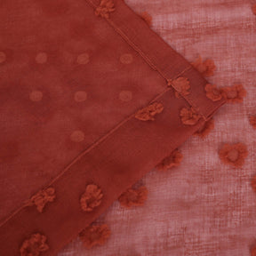 Sheer Poppy Floral Modern Textured Grommet Curtain Panels Set of 2 - Rust
