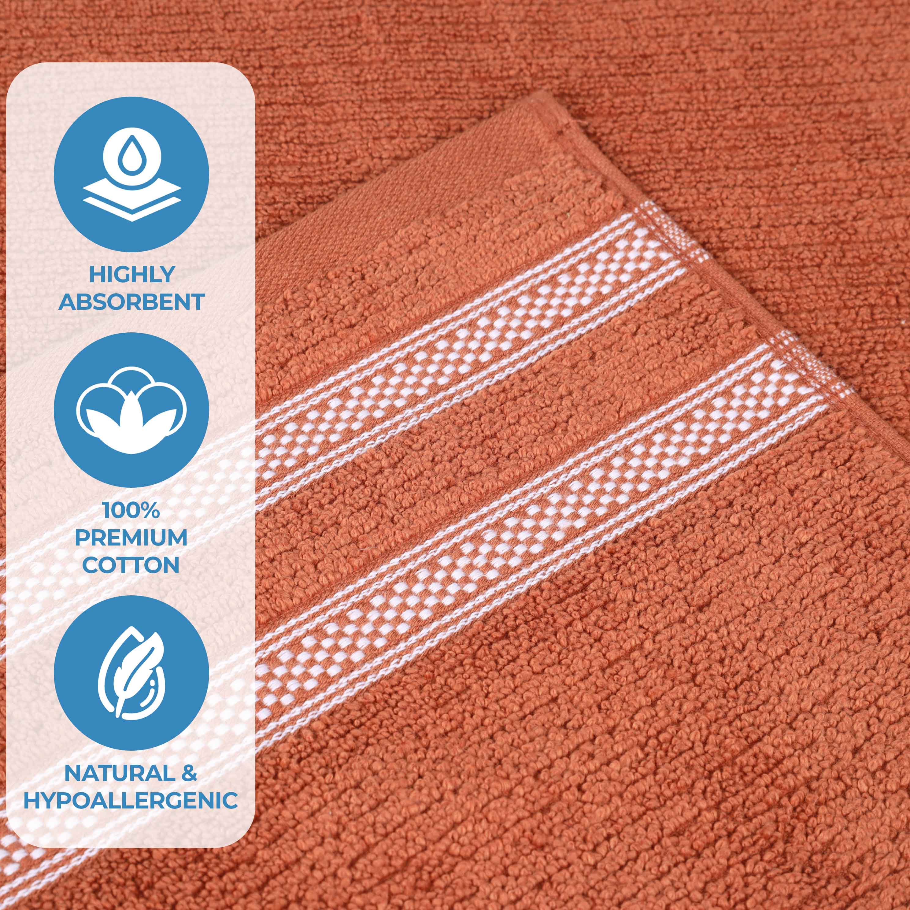 Brea Zero Twist Cotton Ribbed Geometric Border 9 Piece Towel Set - Towel Set by Superior Brand