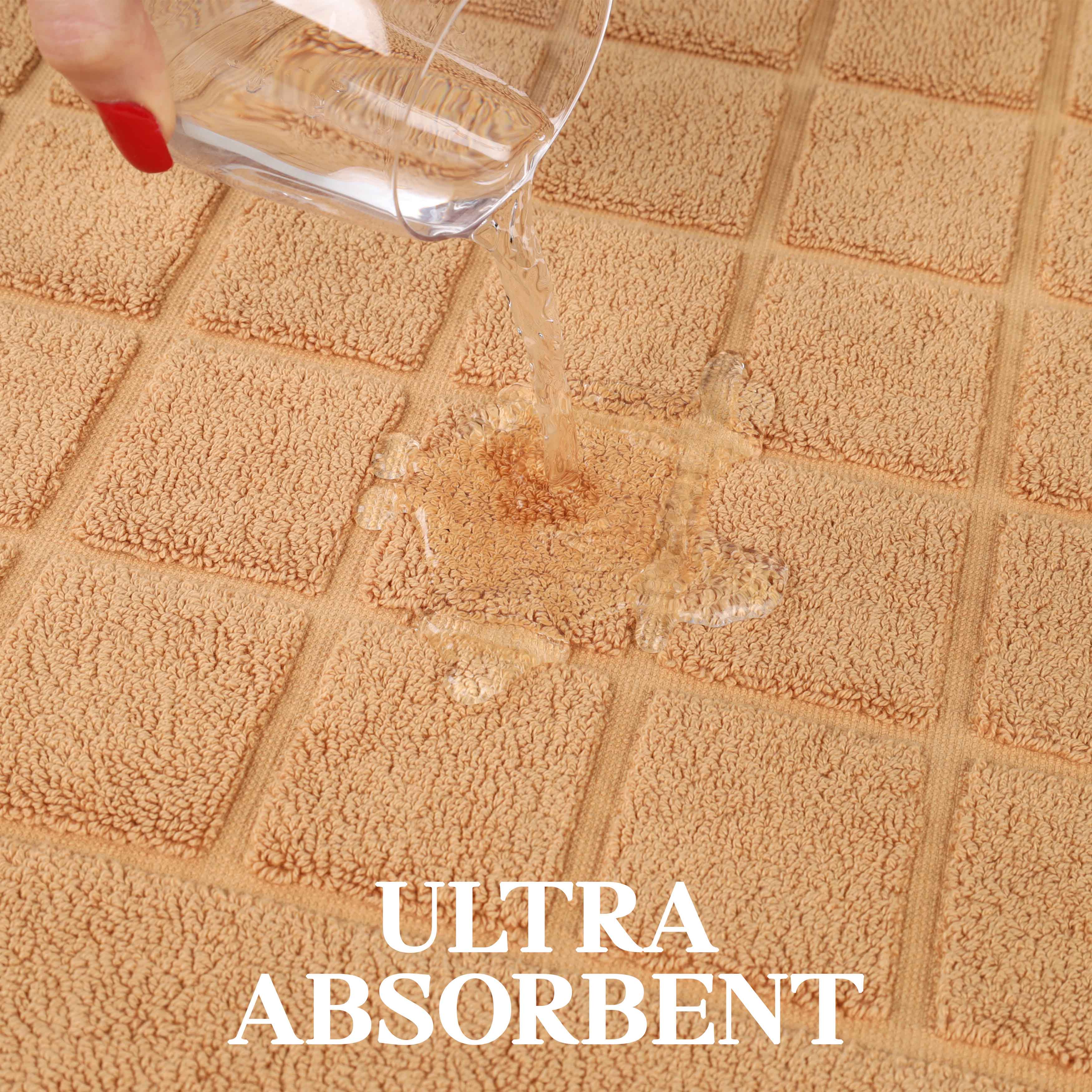 Nora Cotton Solid Absorbent Thick Checkered Washable Bath Mat Set of 2 - Bath Mats by Superior Brand