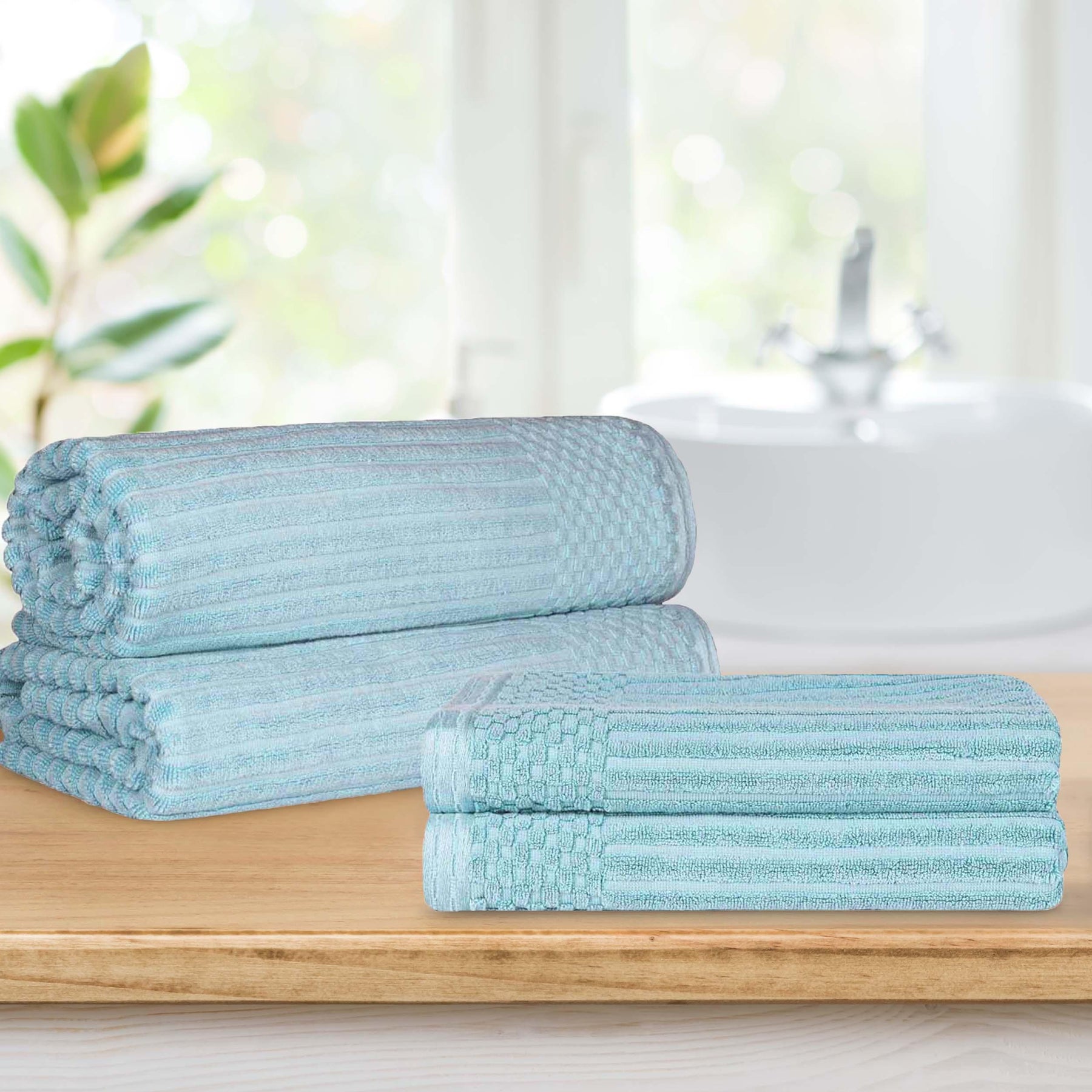 Superior Soho Ribbed Textured Cotton Ultra-Absorbent Bath Sheet & Bath Towel Set