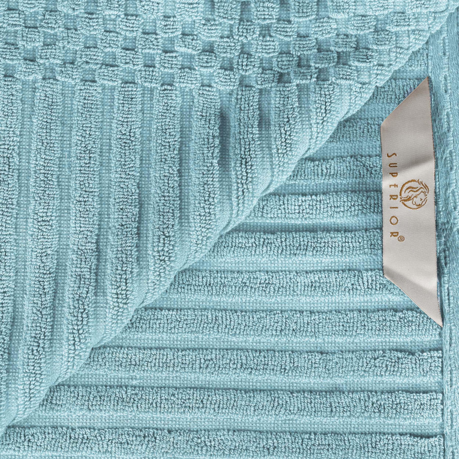 Superior Soho Ribbed Textured Cotton Ultra-Absorbent Hand Towel and Bath Sheet Set