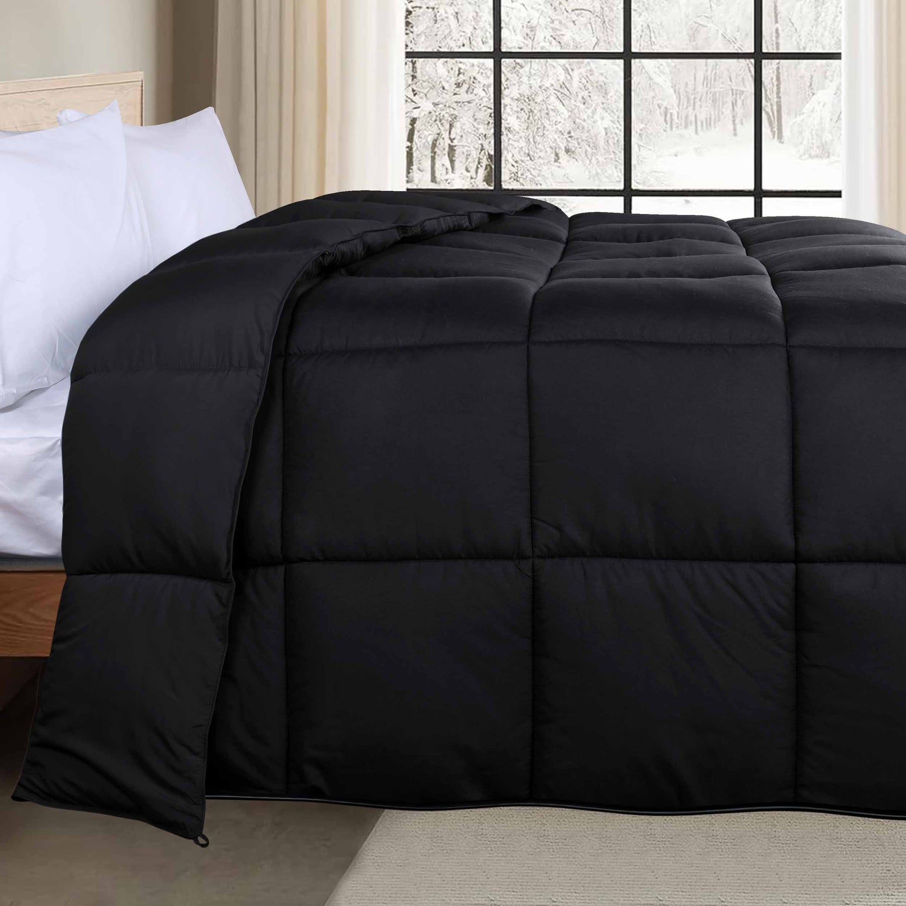 Brushed Microfiber Reversible Down Alternative Comforter - Black