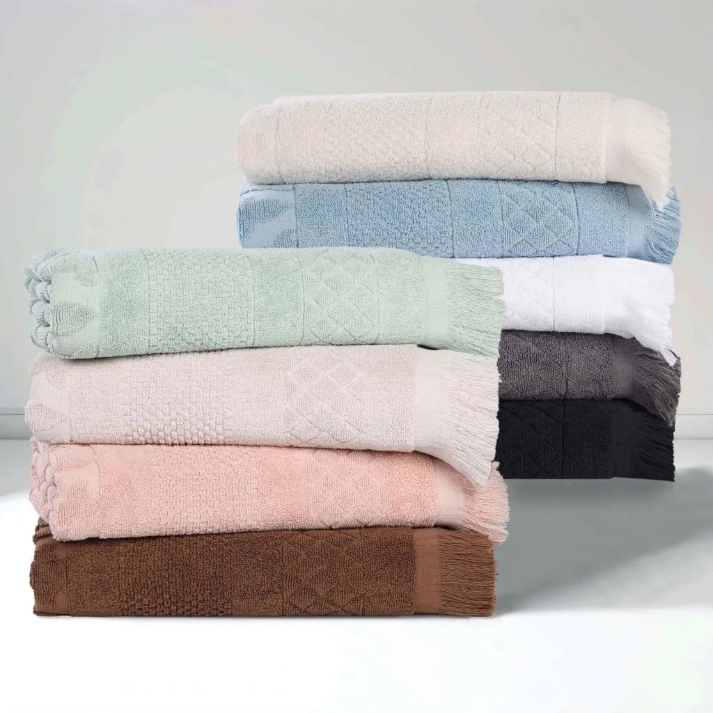 Rolla Cotton Geometric Jacquard Plush Absorbent Bath Sheet Set of 2 - Bath Sheet by Superior Brand