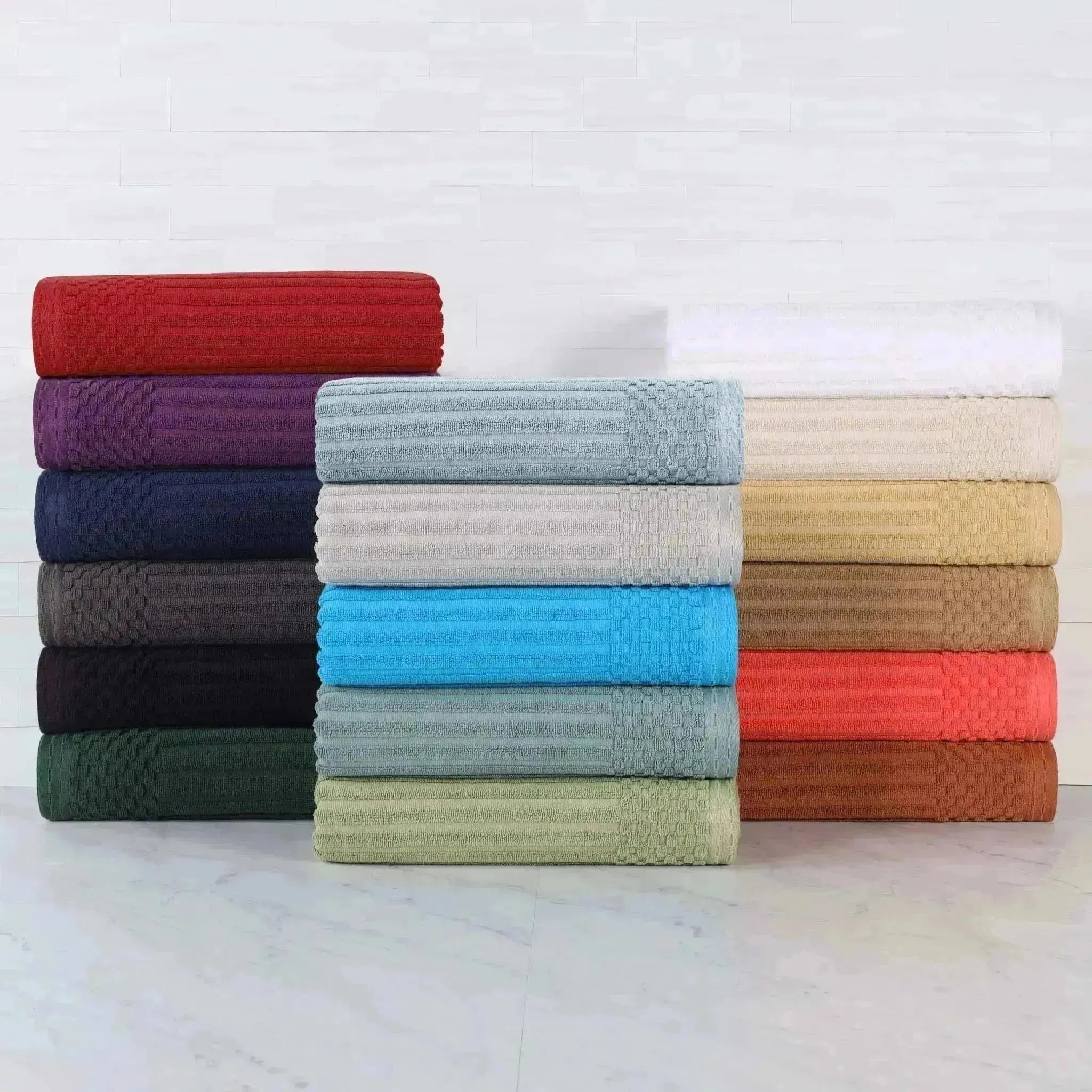Soho Ribbed Cotton Absorbent Bath Towel Set of 4 - Bath Towel by Superior Brand