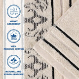 Sadie Zero Twist Cotton Elegant Floral Motif Absorbent Jacquard 6 Piece Towel Set