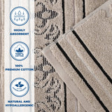 Sadie Zero Twist Cotton Elegant Floral Motif Absorbent Jacquard 6 Piece Towel Set