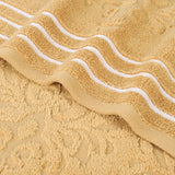 Sadie Zero Twist Cotton Jacquard Elegant Floral Motif Absorbent Hand Towel, Set of 6