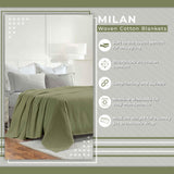 Milan Cotton Textured Jacquard Striped Lightweight Woven Blanket - Blanket by Superior Brand