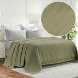 Milan Cotton Textured Jacquard Striped Lightweight Woven Blanket - Blanket by Superior Brand