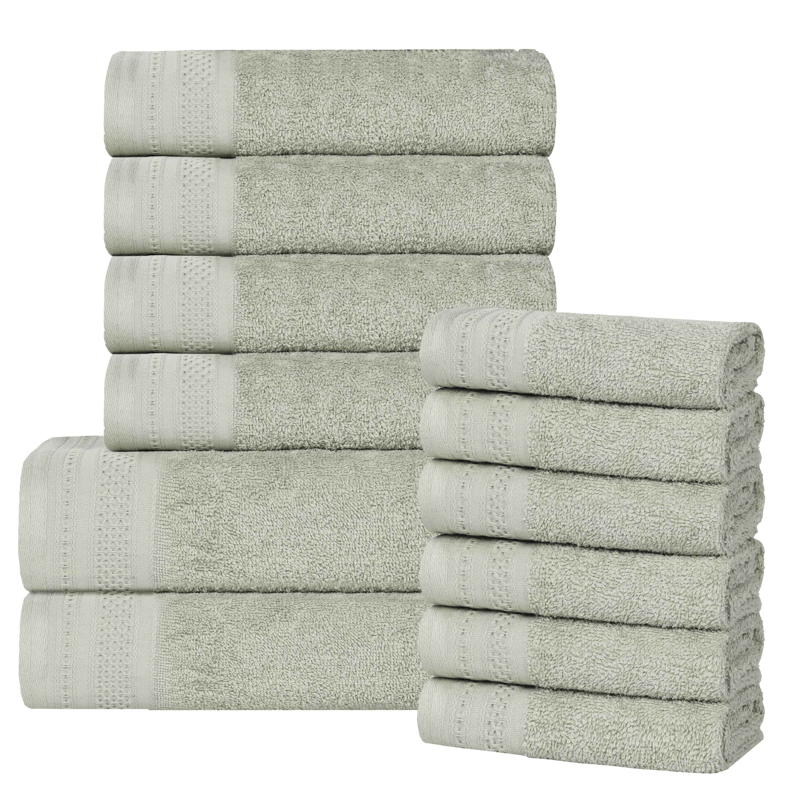 Cotton Waffle Border Towel Set 12-Piece - Honeycomb - Towel Set by Superior Brand