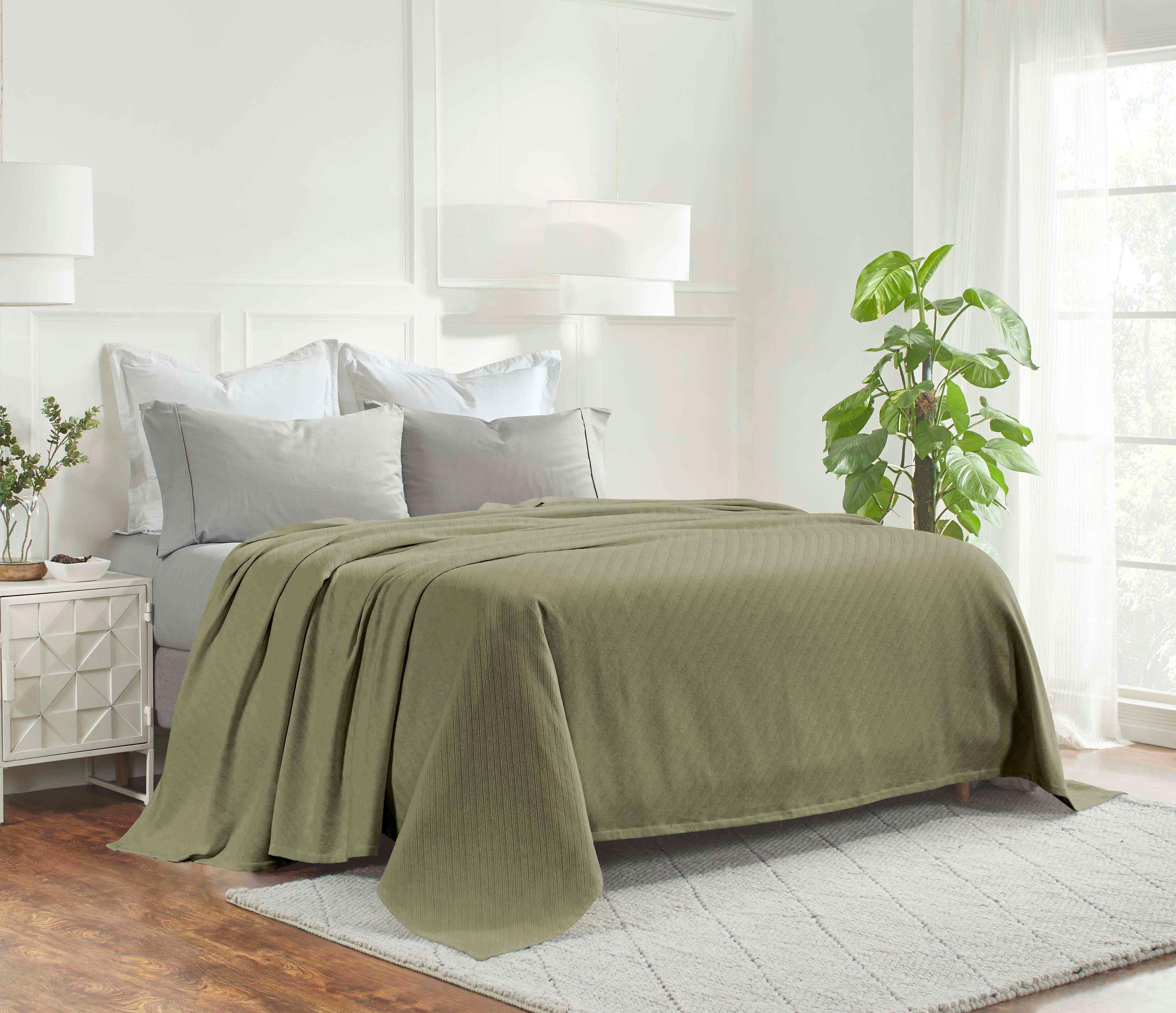 Milan Cotton Textured Jacquard Striped Lightweight Woven Blanket - Blanket by Superior Brand