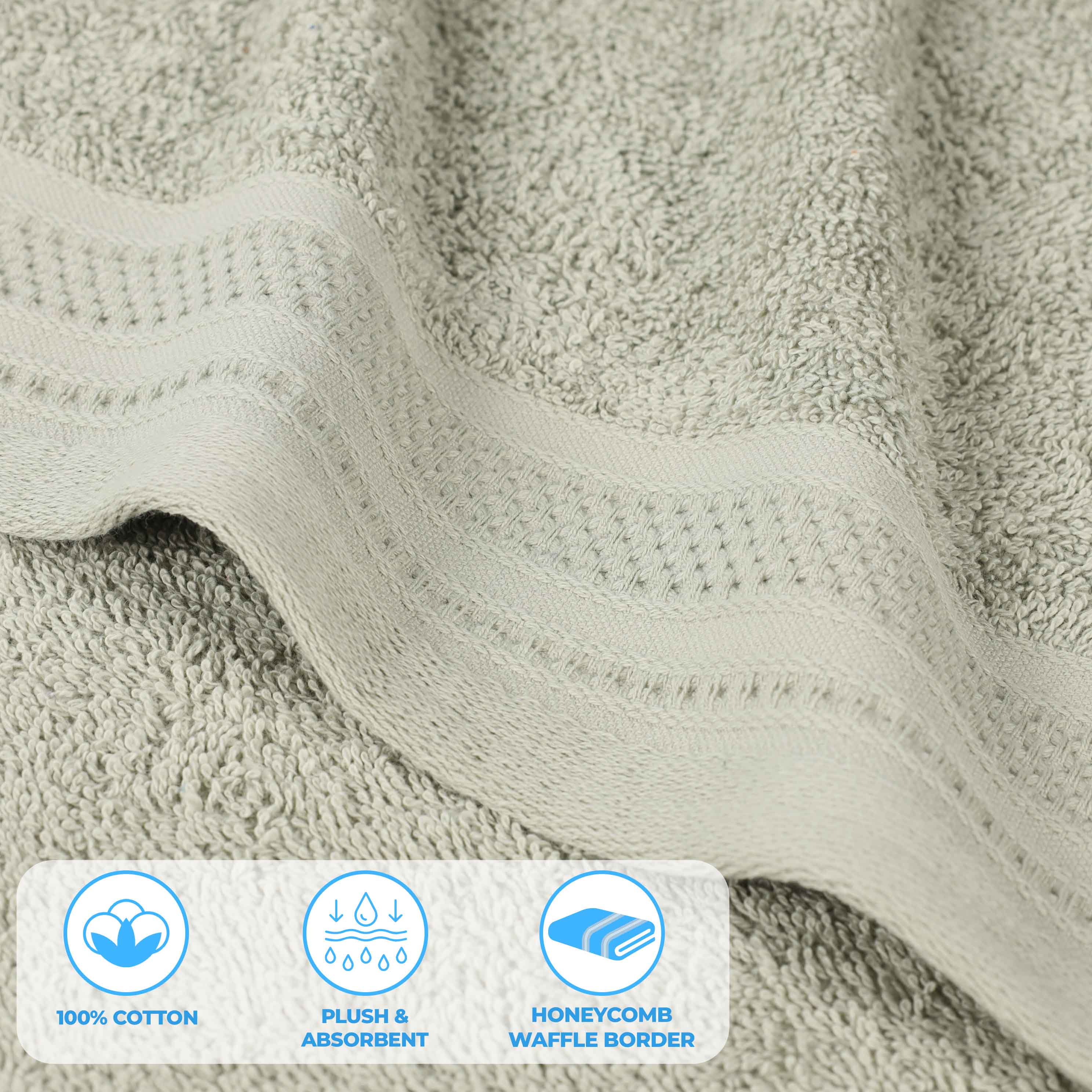 Cotton Waffle Border Towel Set 12-Piece - Honeycomb - Towel Set by Superior Brand
