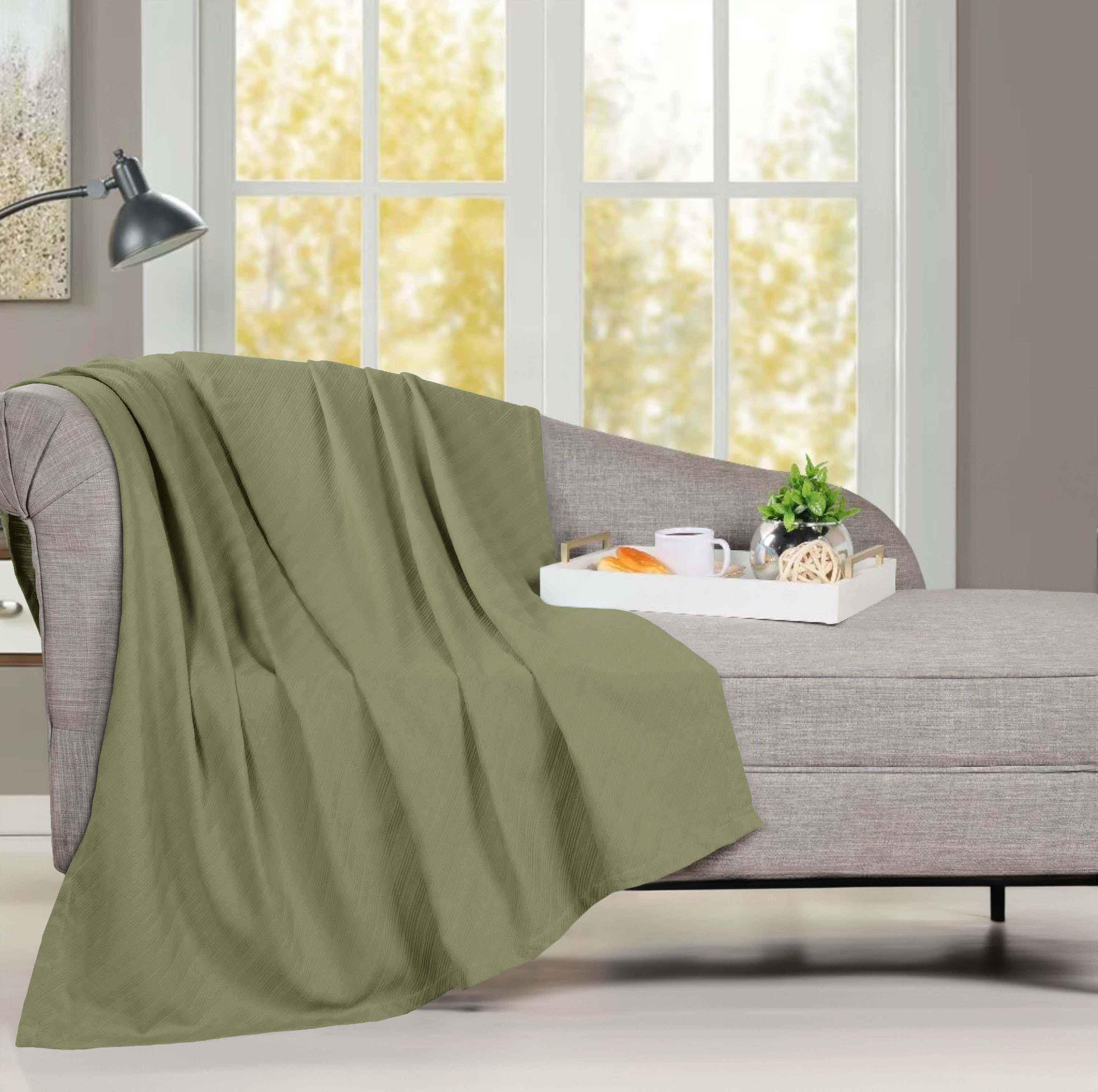 Milan Cotton Textured Jacquard Striped Lightweight Woven Blanket - Blanket by Superior Brand
