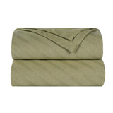 Milan Cotton Textured Jacquard Striped Lightweight Woven Blanket - Blanket by Superior Brand