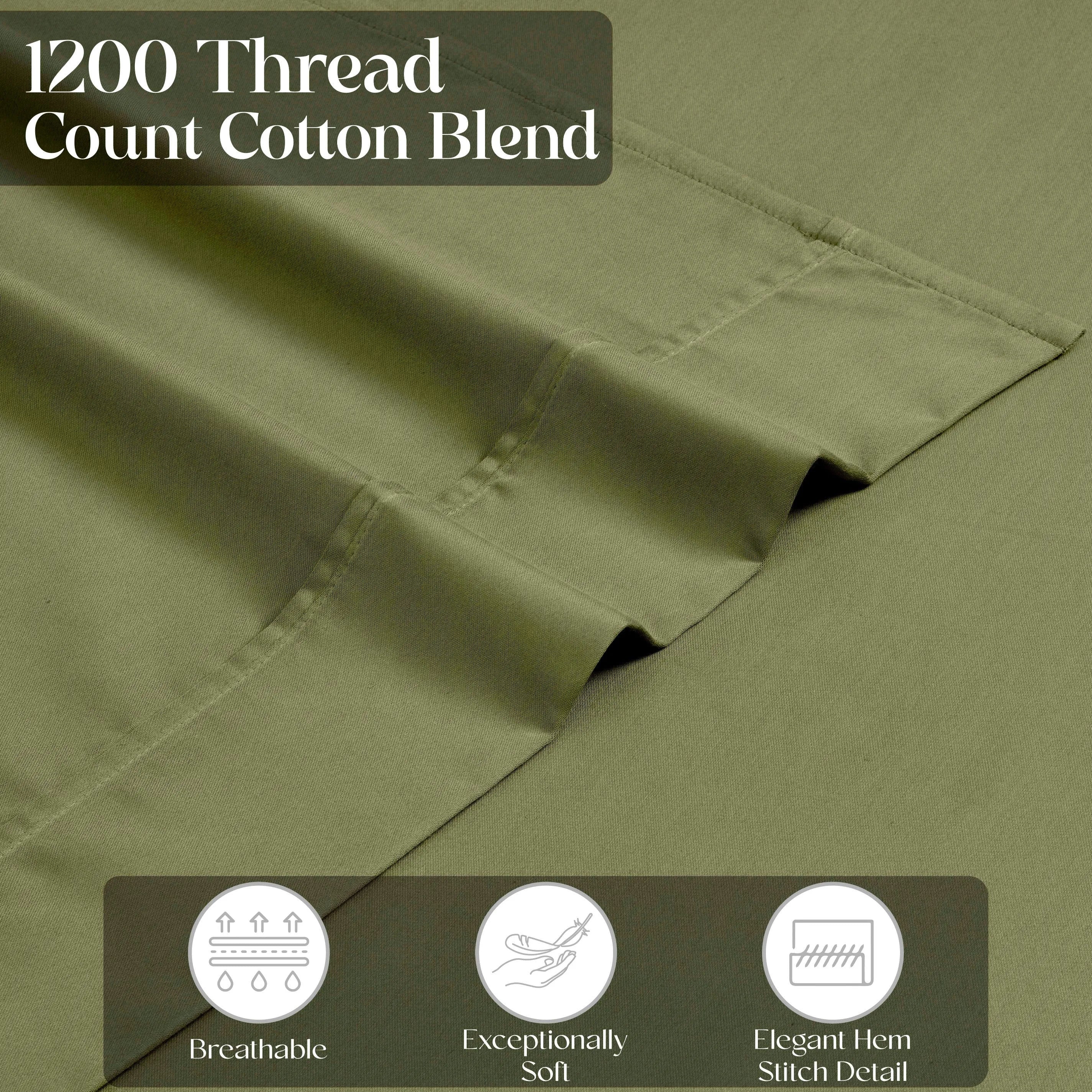 1200 Thread Count Cotton Rich Bed Sheet Set Solid Deep Pocket - Sheet Set by Superior Brand