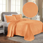 Lightweight Cotton Bedspread Sets 3-Piece Geometric Fret Jacquard Matelassé Scalloped - Bedspread by Superior Brand