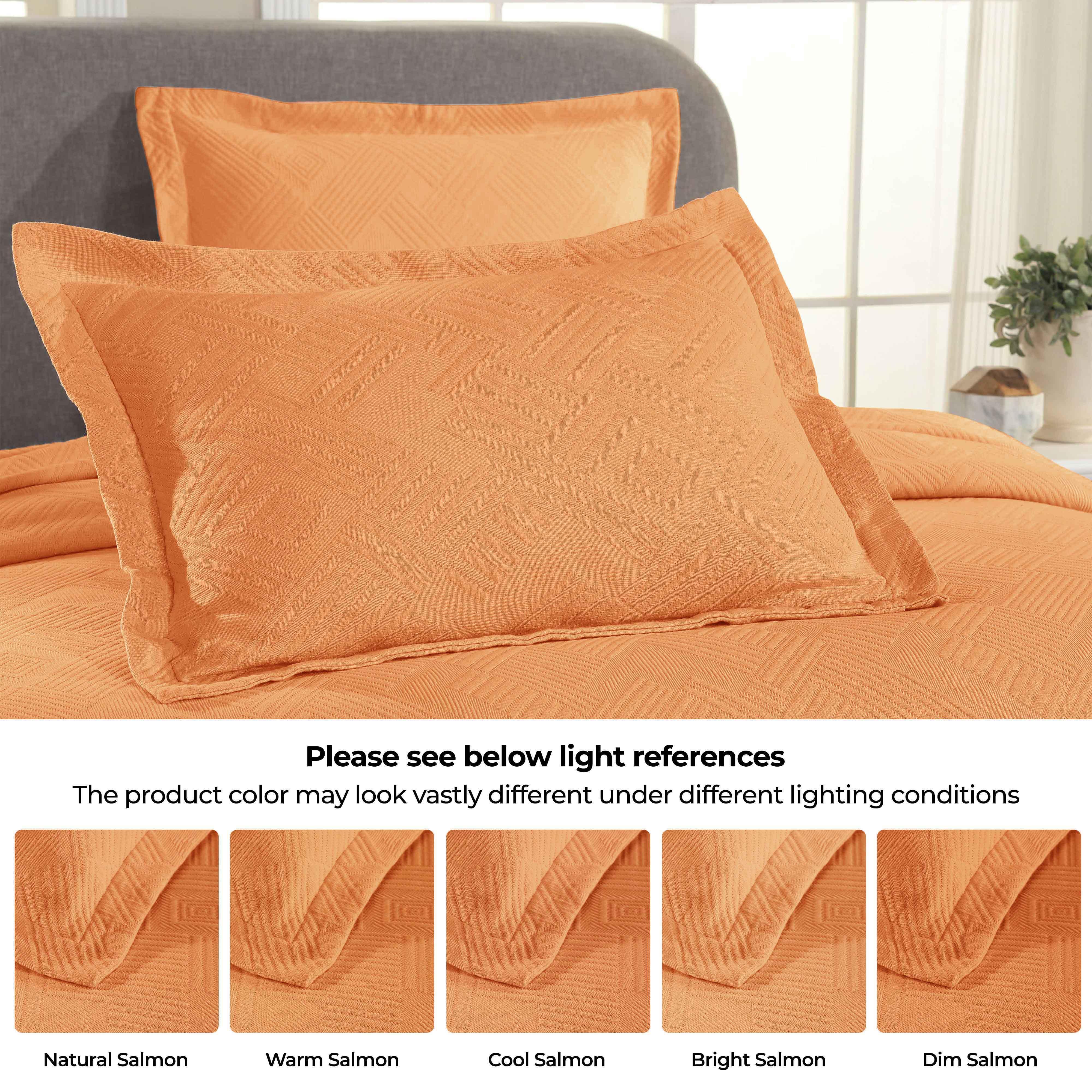 Lightweight Cotton Bedspread Sets 3-Piece Geometric Fret Jacquard Matelassé Scalloped - Bedspread by Superior Brand