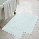 Nora Cotton Solid Absorbent Thick Checkered Washable Bath Mat Set of 2 - Bath Mats by Superior Brand
