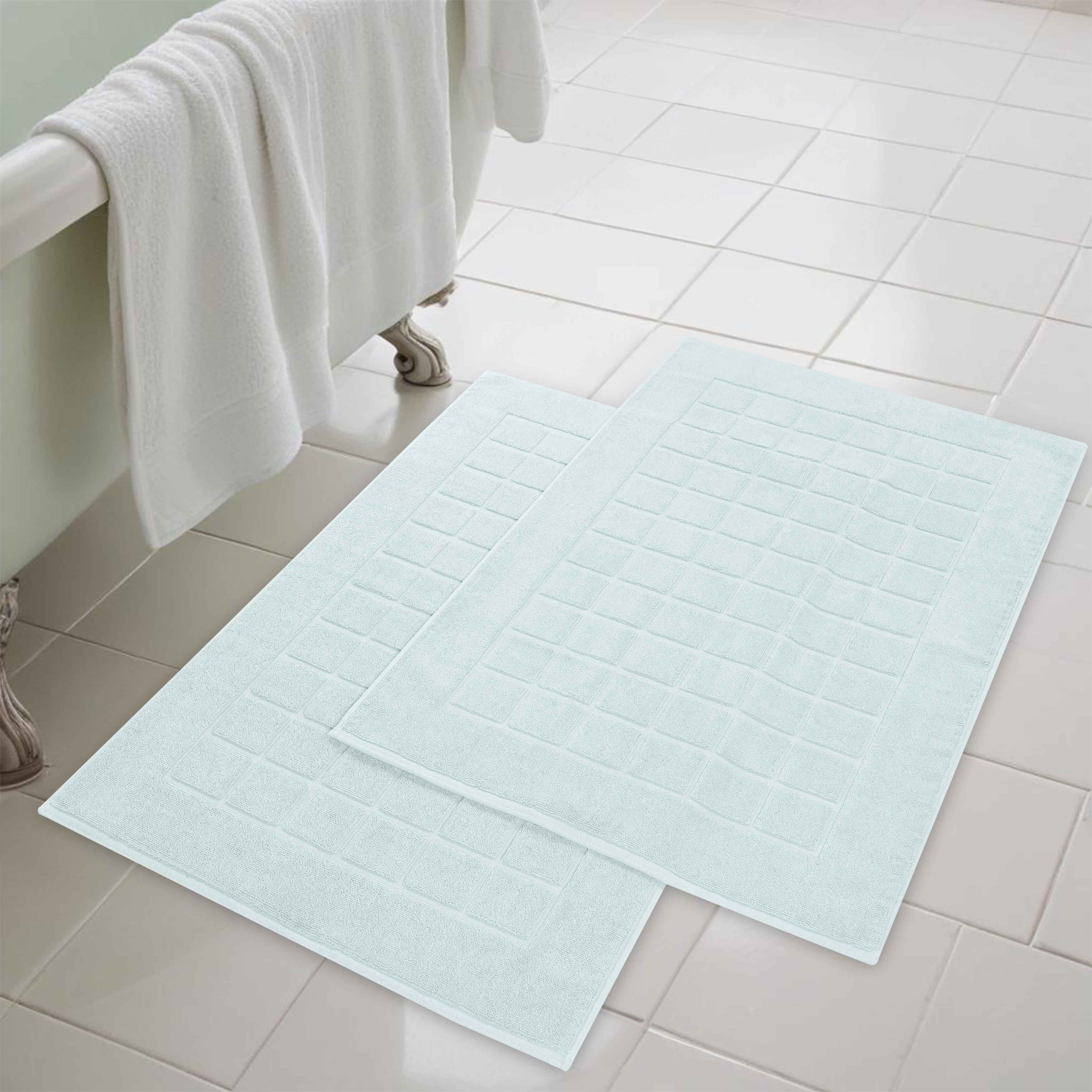Nora Cotton Solid Absorbent Thick Checkered Washable Bath Mat Set of 2 - Bath Mats by Superior Brand