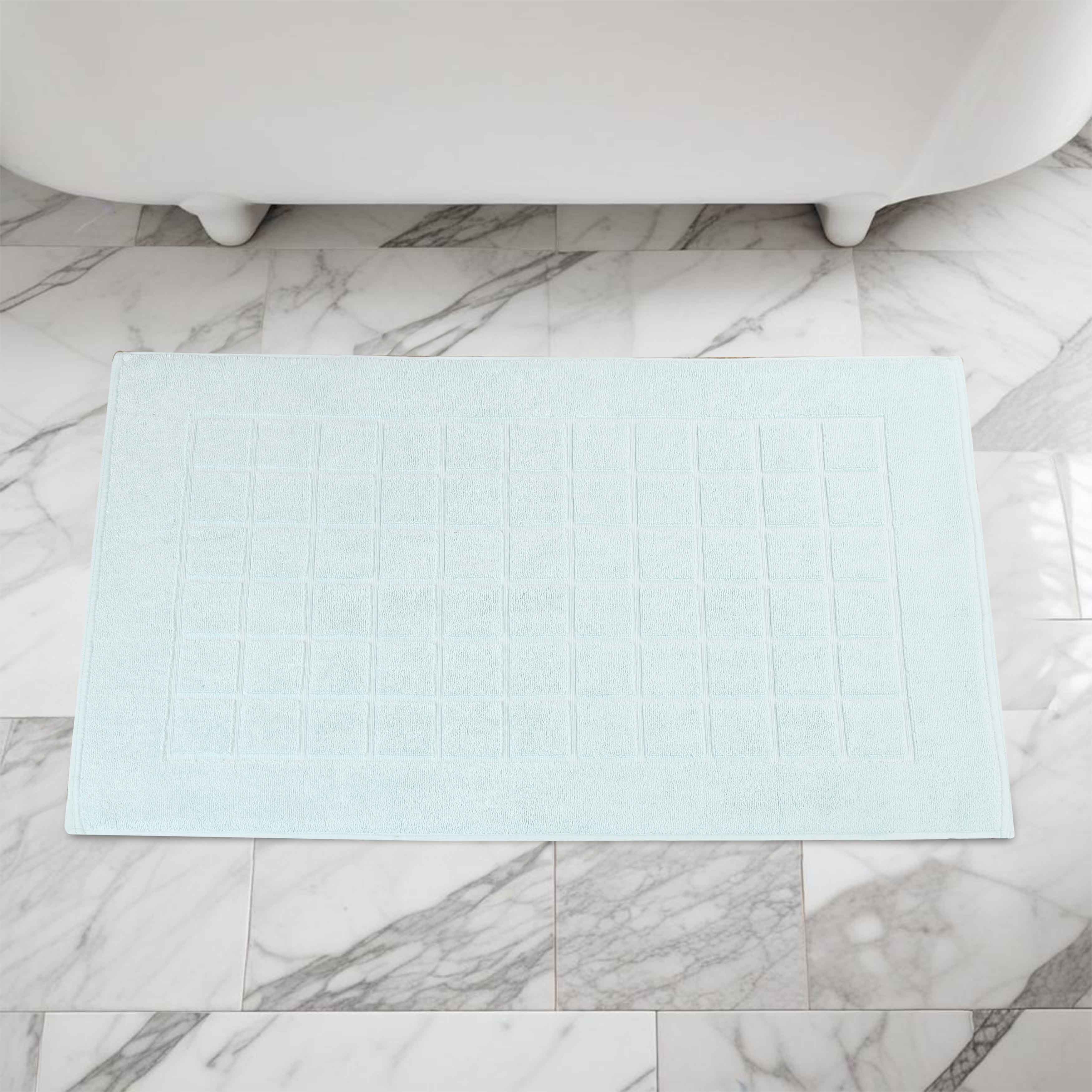 Nora Cotton Solid Absorbent Thick Checkered Washable Bath Mat Set of 2 - Bath Mats by Superior Brand