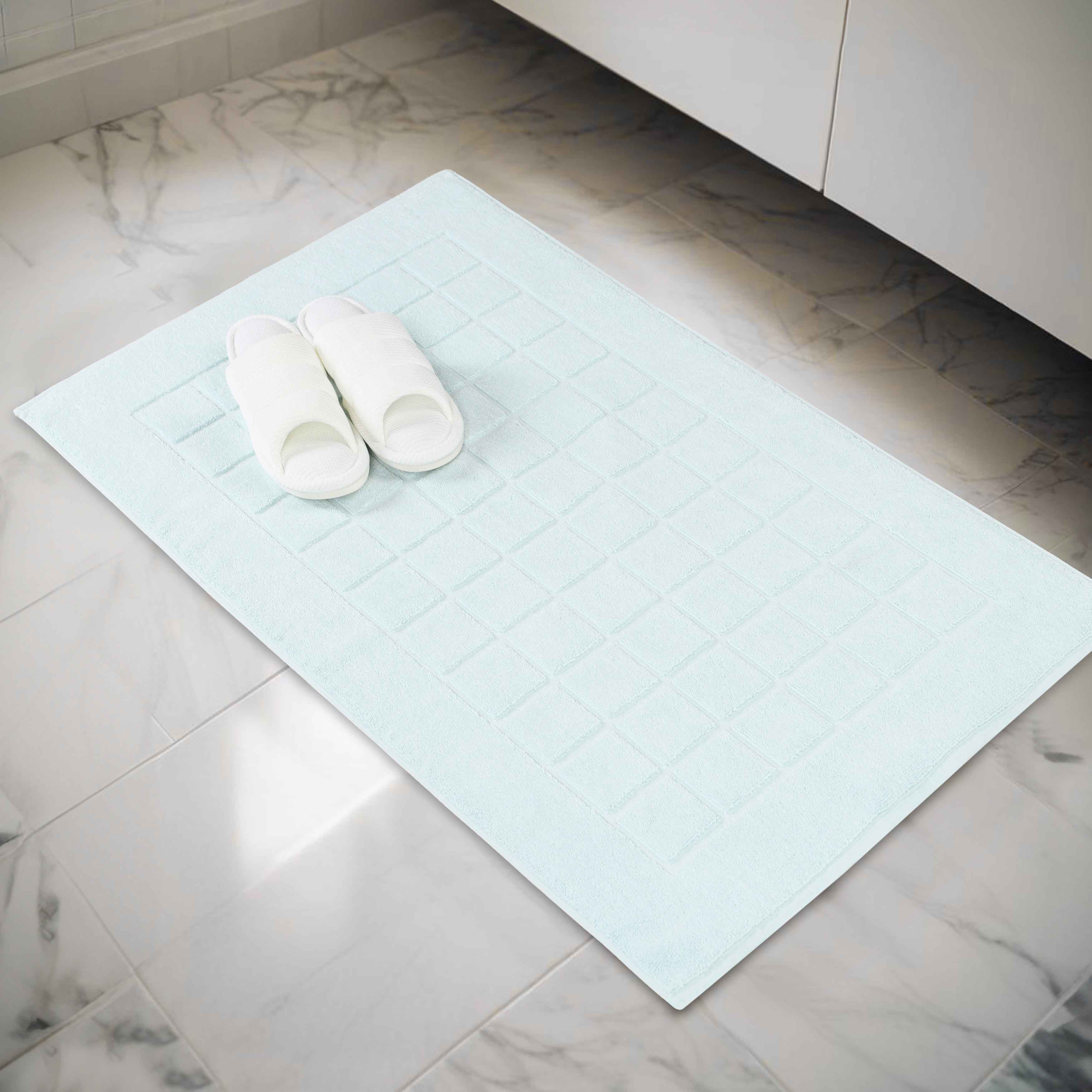 Nora Cotton Solid Absorbent Thick Checkered Washable Bath Mat Set of 2 - Bath Mats by Superior Brand