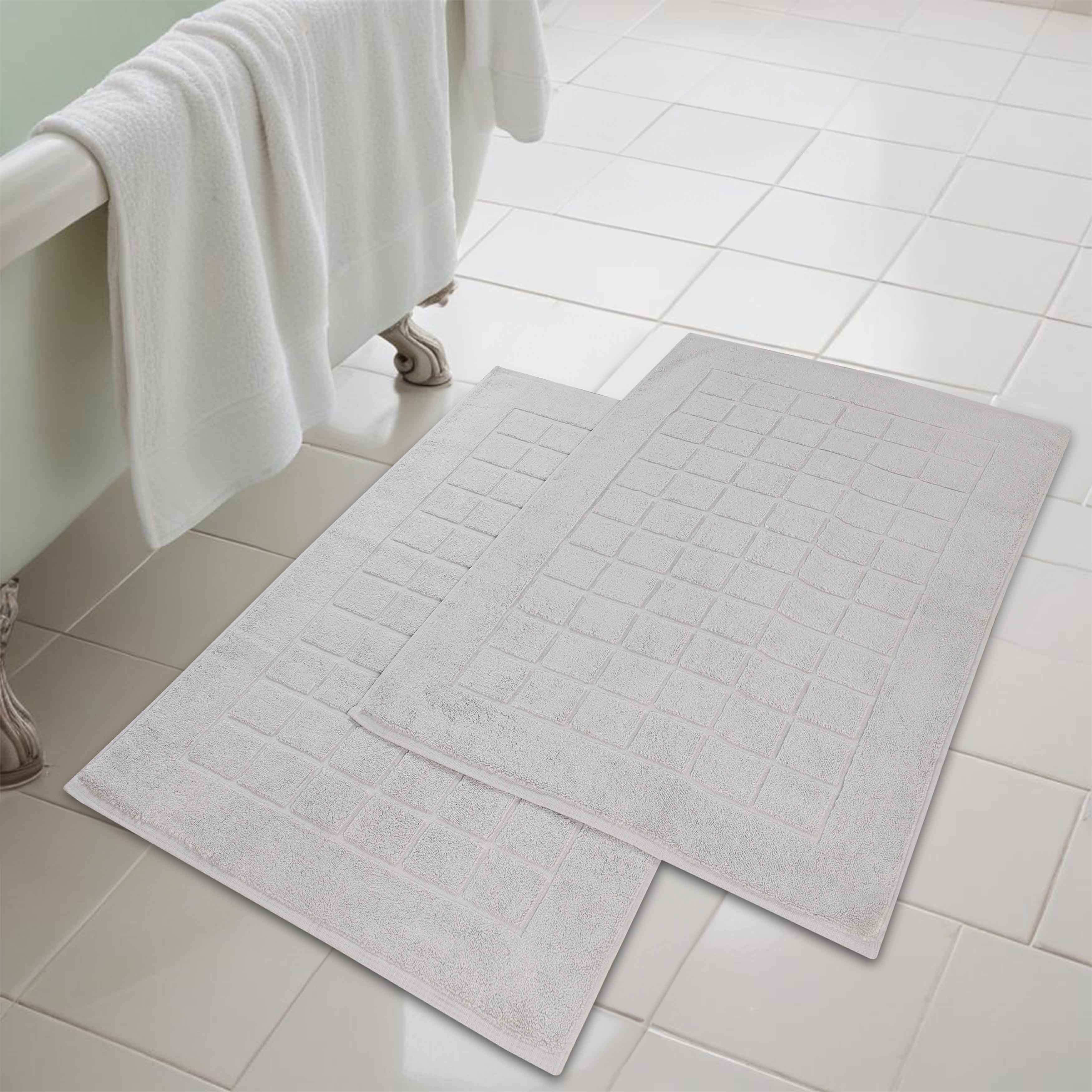 Nora Cotton Solid Absorbent Thick Checkered Washable Bath Mat Set of 2 - Bath Mats by Superior Brand