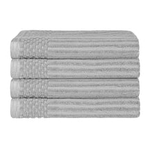 Soho Ribbed Cotton Absorbent Bath Towel Set of 4 - Silver