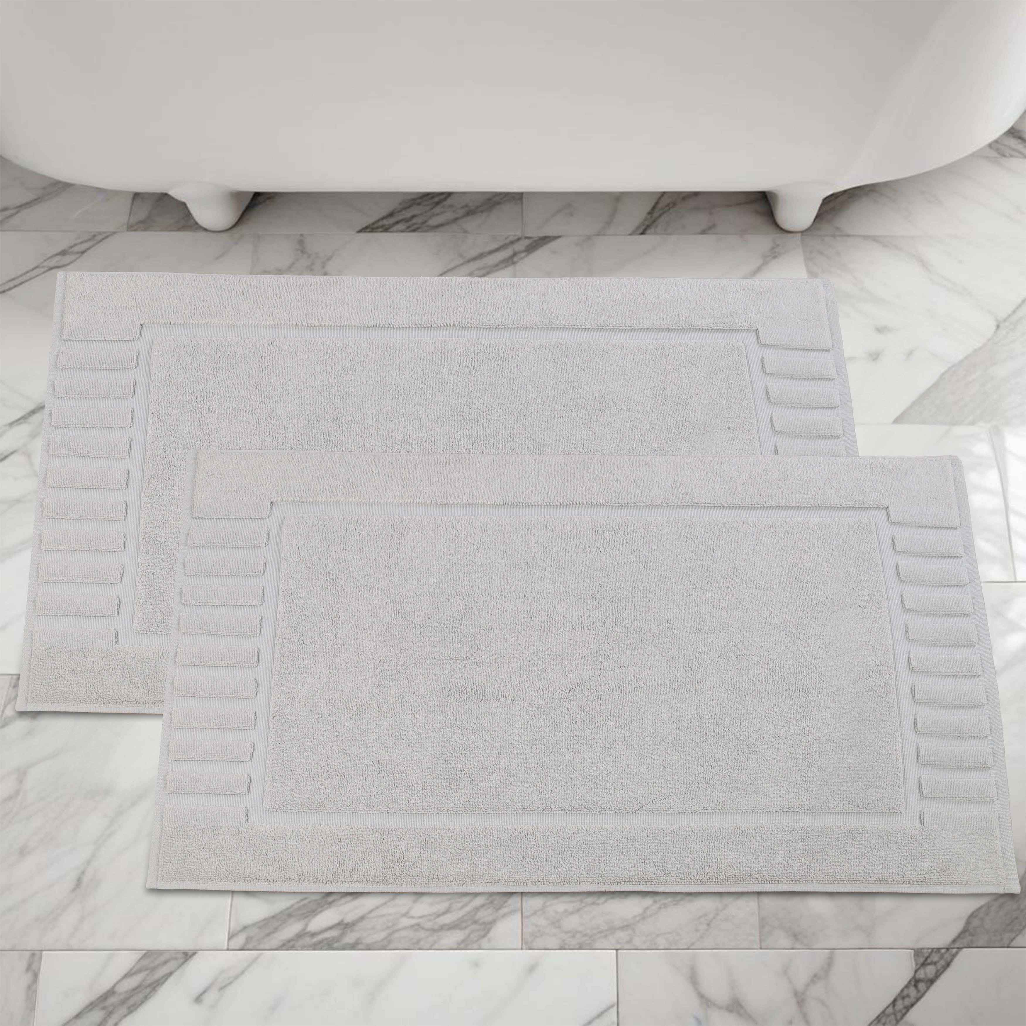 Leo Cotton Solid Modern Absorbent Heavy Washable Bath Mat Set of 2 - Bath Mats by Superior Brand