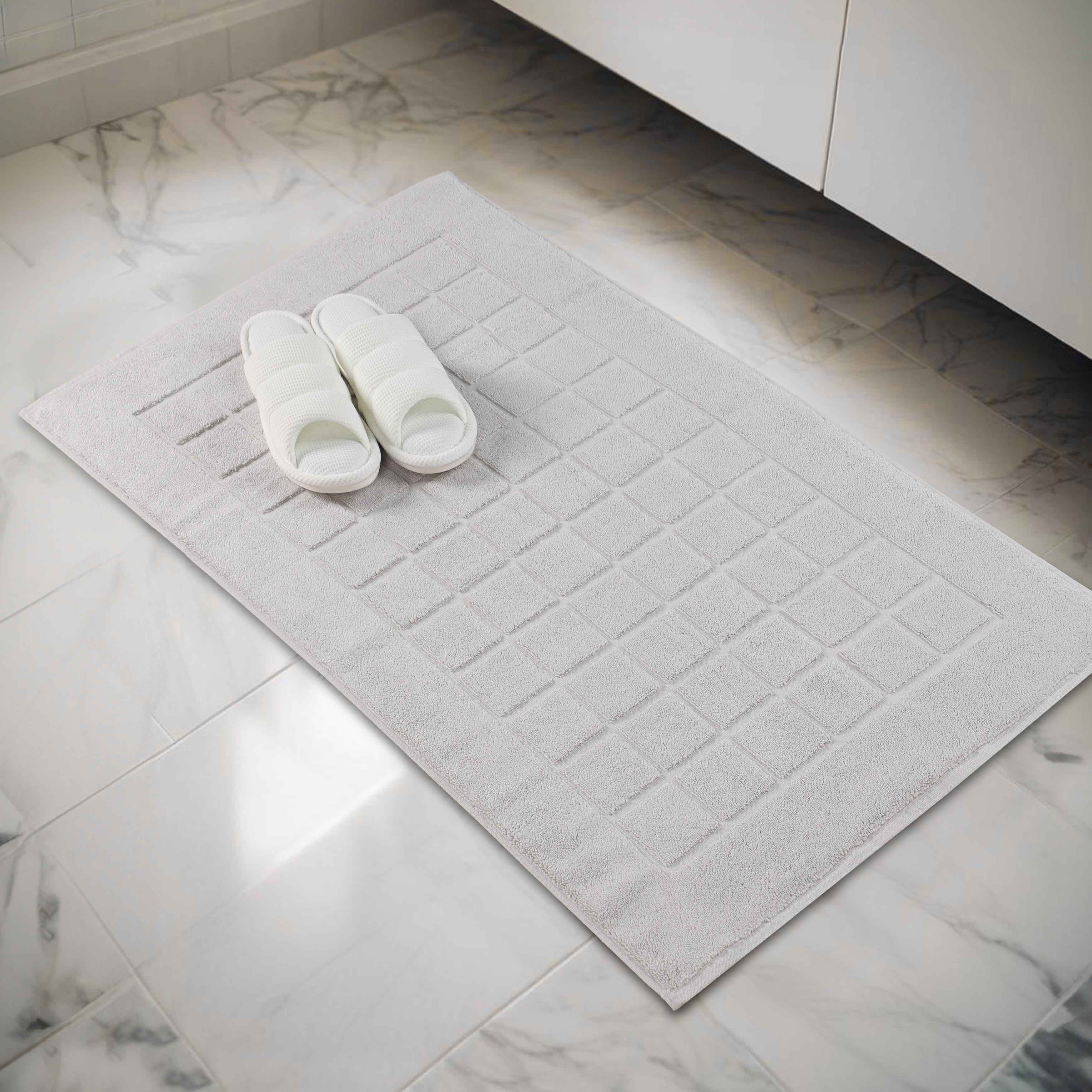 Nora Cotton Solid Absorbent Thick Checkered Washable Bath Mat Set of 2 - Bath Mats by Superior Brand