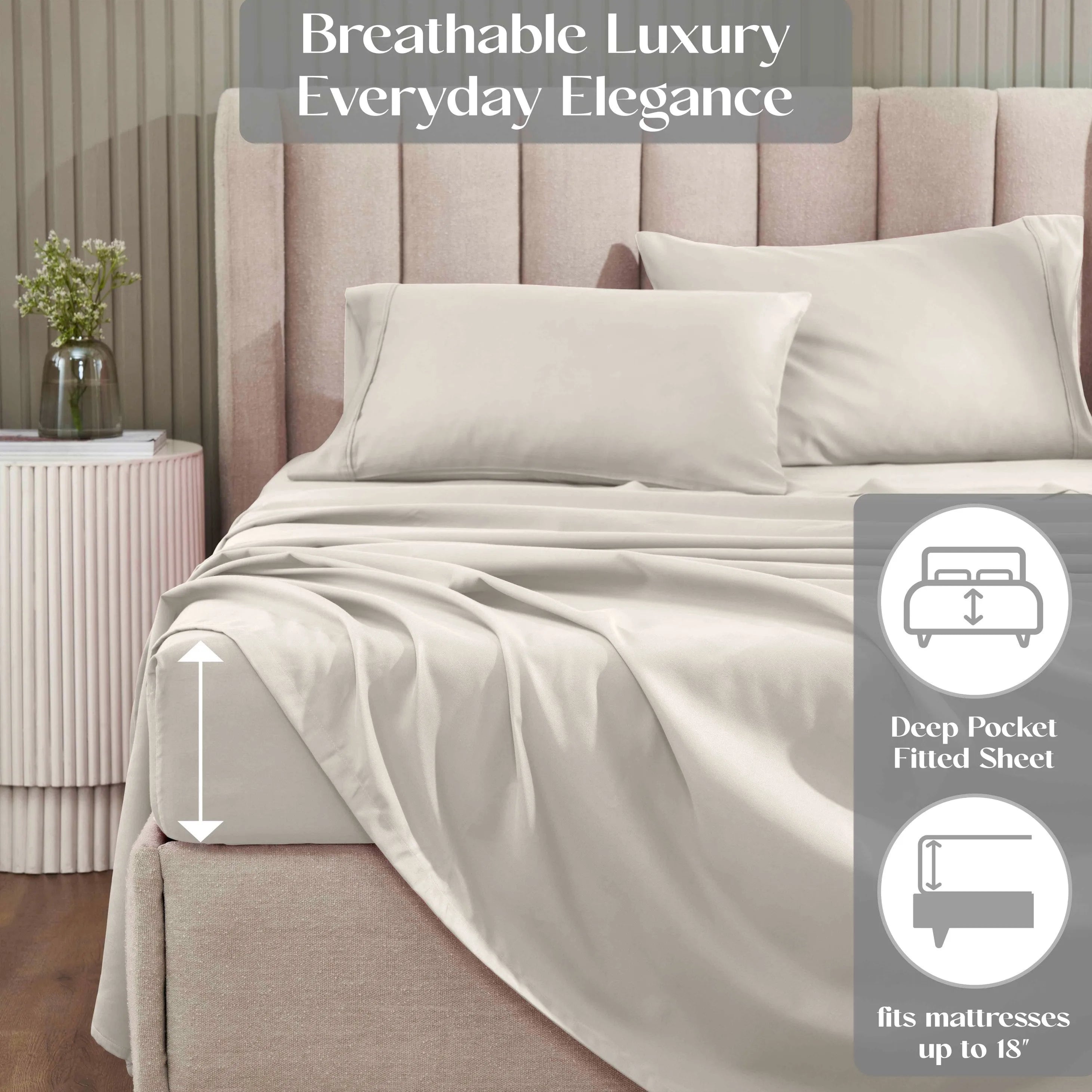 1200 Thread Count Cotton Rich Bed Sheet Set Solid Deep Pocket - Sheet Set by Superior Brand