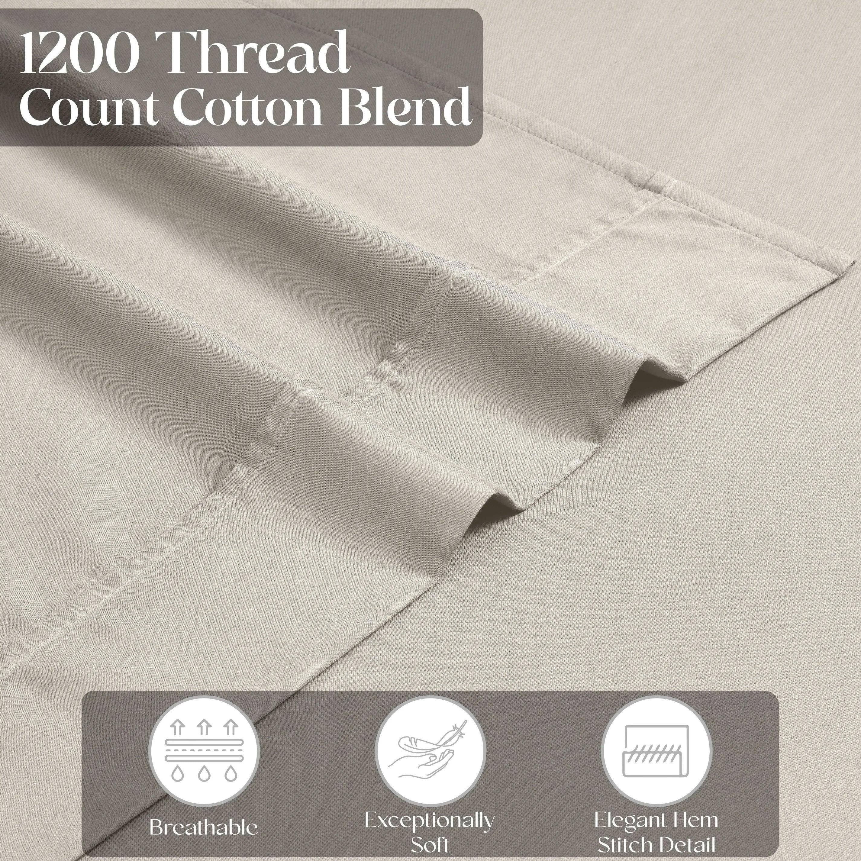 1200 Thread Count Cotton Rich Bed Sheet Set Solid Deep Pocket - Sheet Set by Superior Brand