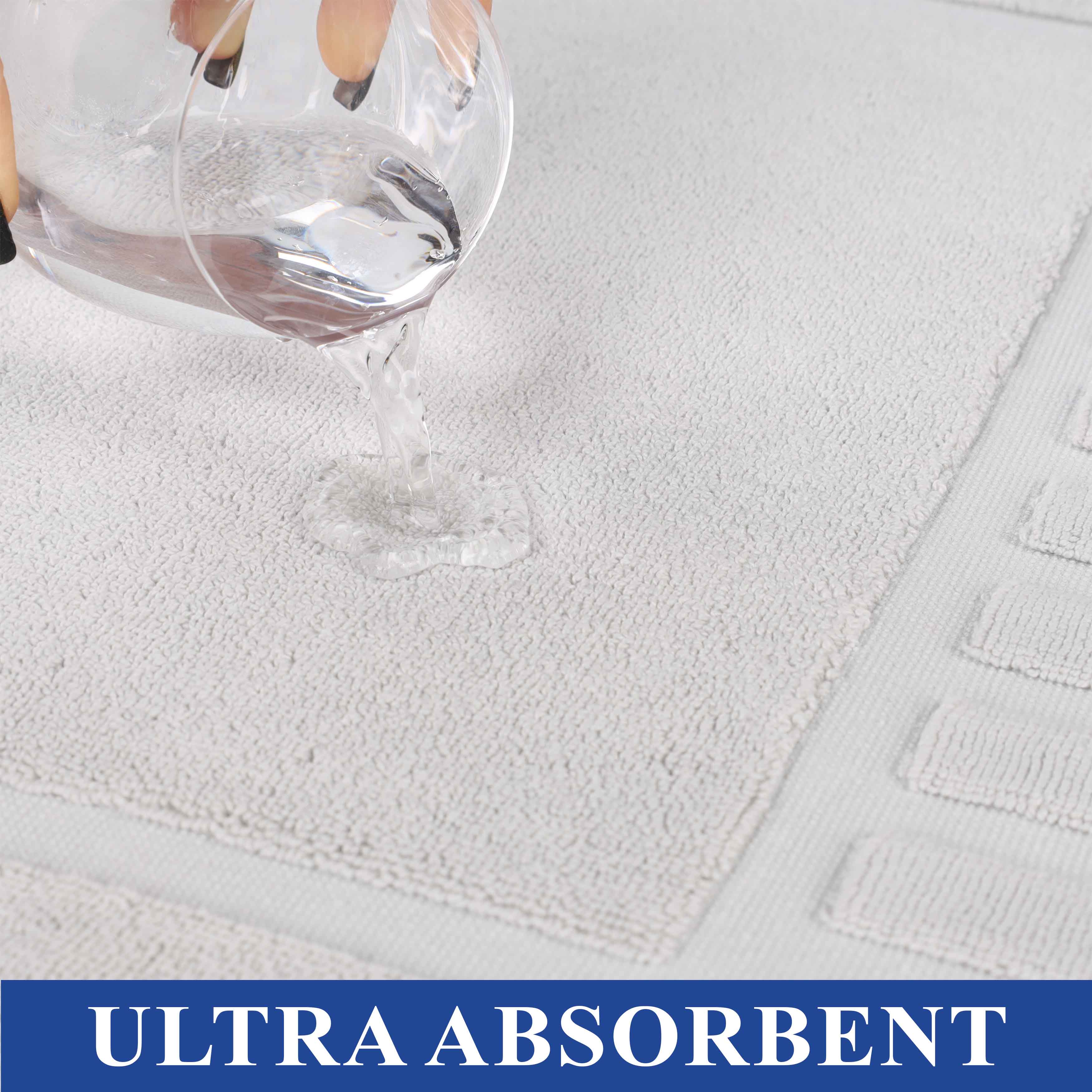 Leo Cotton Solid Modern Absorbent Heavy Washable Bath Mat Set of 2 - Bath Mats by Superior Brand