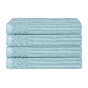 Soho Ribbed Cotton Absorbent Bath Towel Set of 4 - SlateBlue