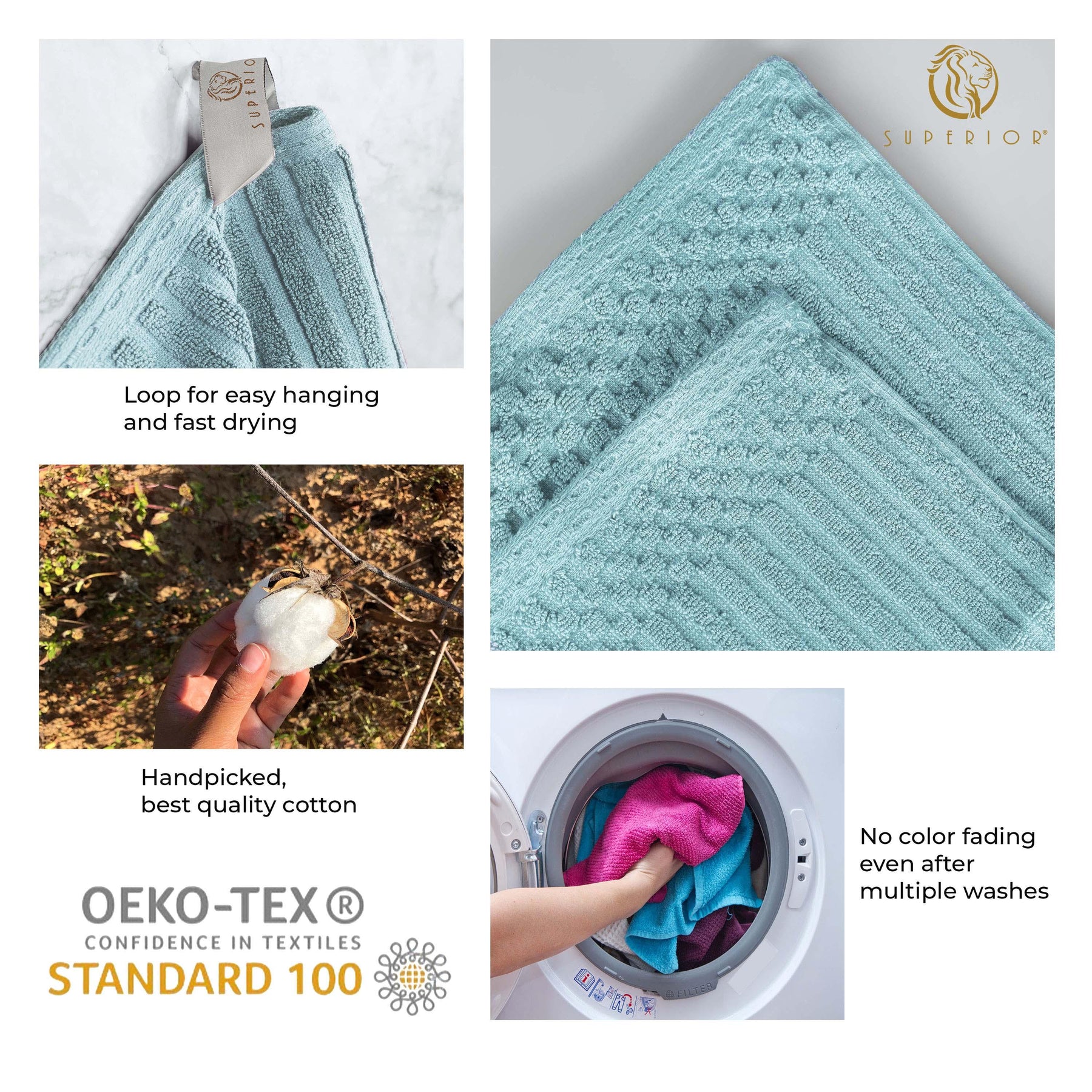 Superior Soho Ribbed Textured Cotton Ultra-Absorbent Bath Sheet & Bath Towel Set