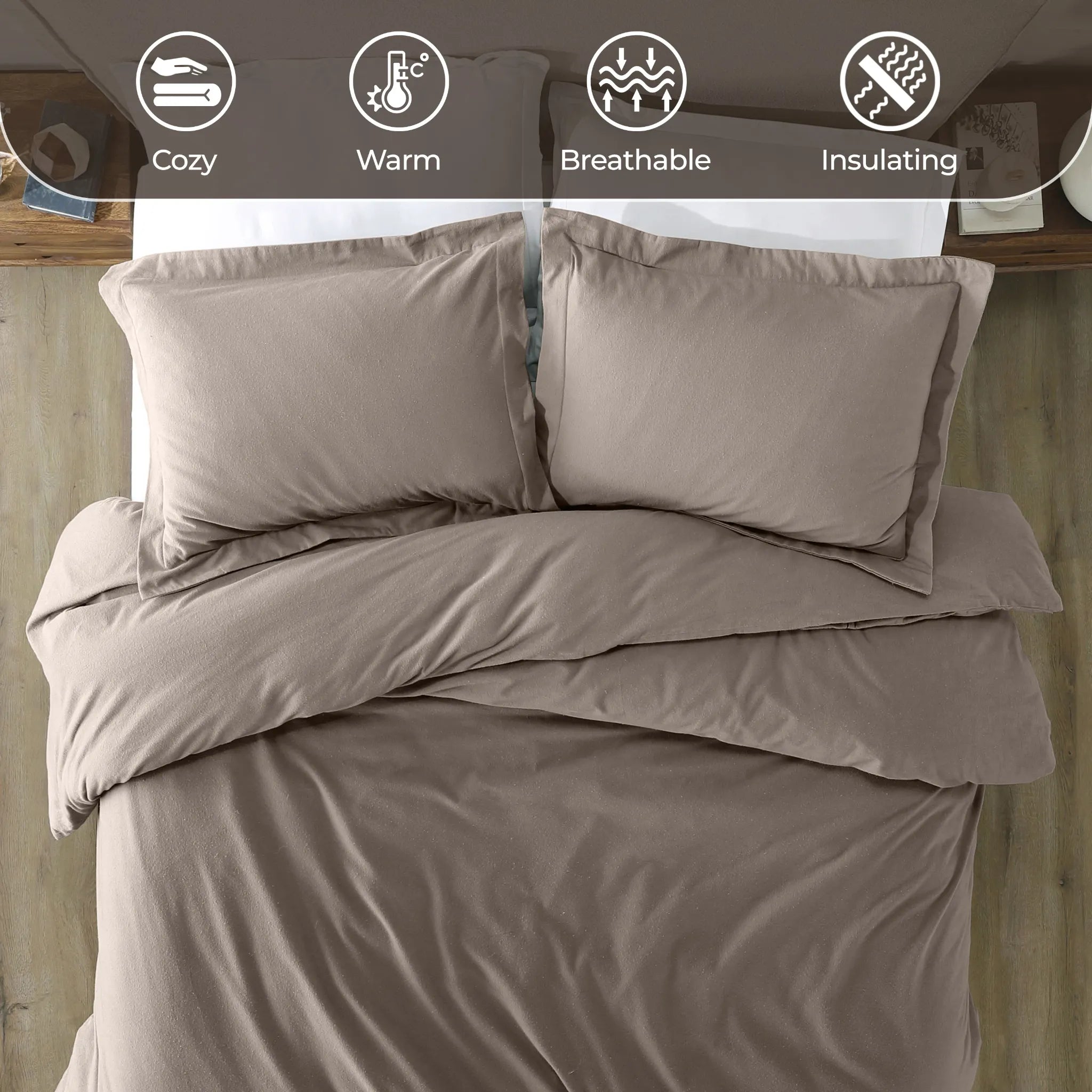Flannel Cotton Modern Solid Fuzzy Duvet Cover Set With Pillow Shams - Duvet Cover Set by Superior Brand