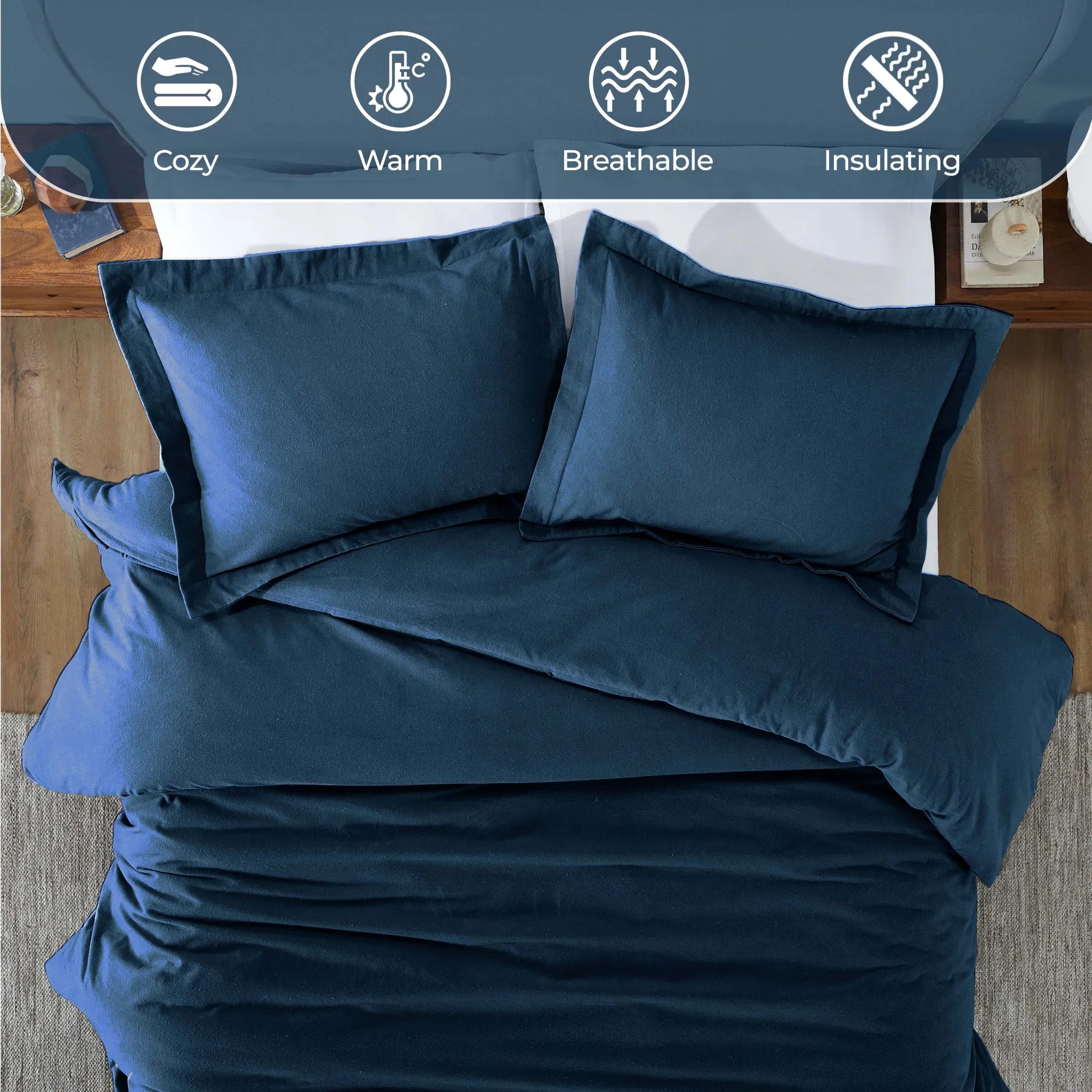 Flannel Cotton Modern Solid Fuzzy Duvet Cover Set With Pillow Shams - Duvet Cover Set by Superior Brand