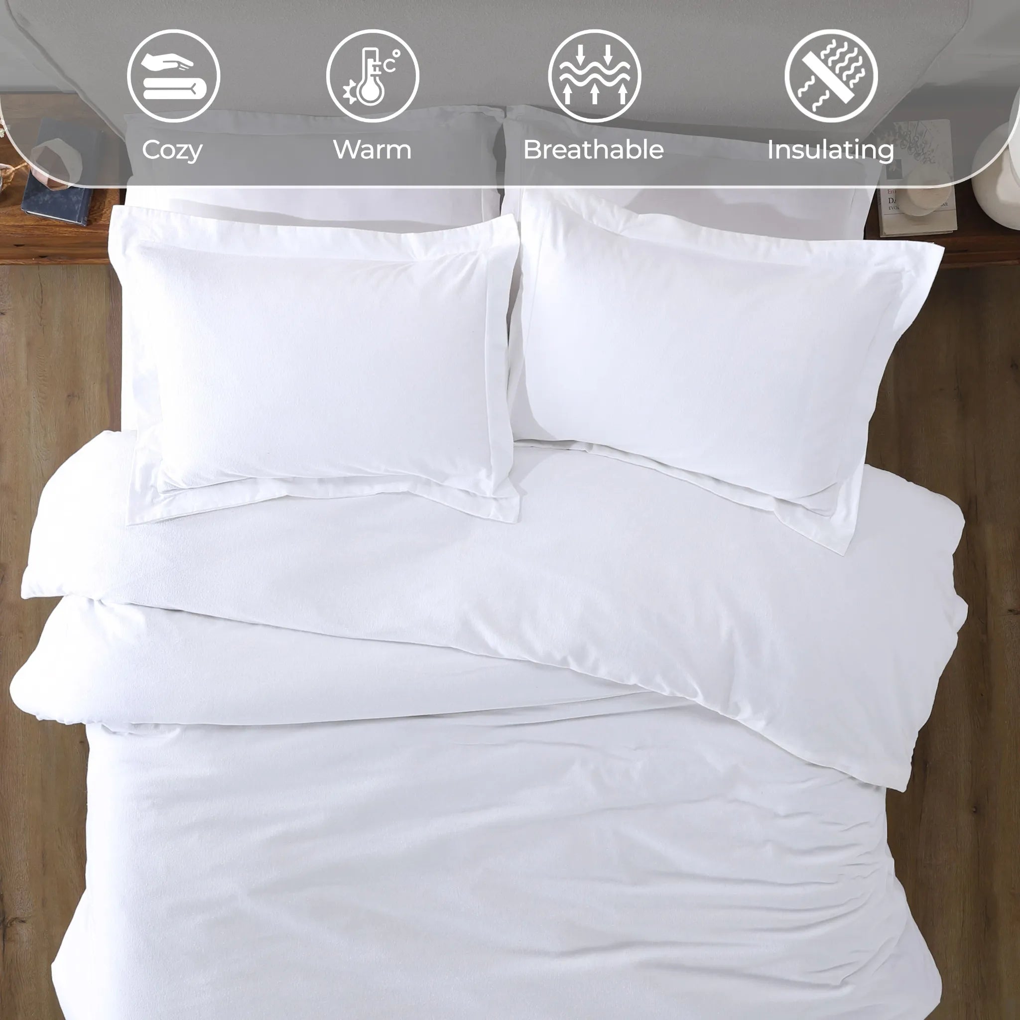 Flannel Cotton Modern Solid Fuzzy Duvet Cover Set With Pillow Shams - Duvet Cover Set by Superior Brand