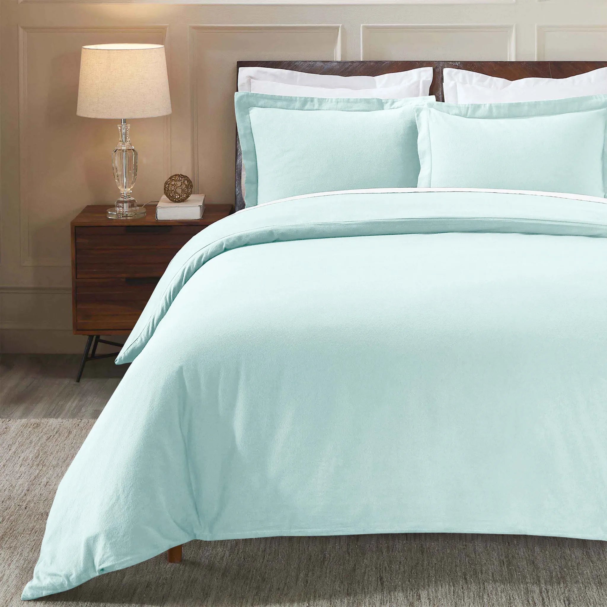 Flannel Cotton Modern Solid Fuzzy Duvet Cover Set With Pillow Shams - Duvet Cover Set by Superior Brand