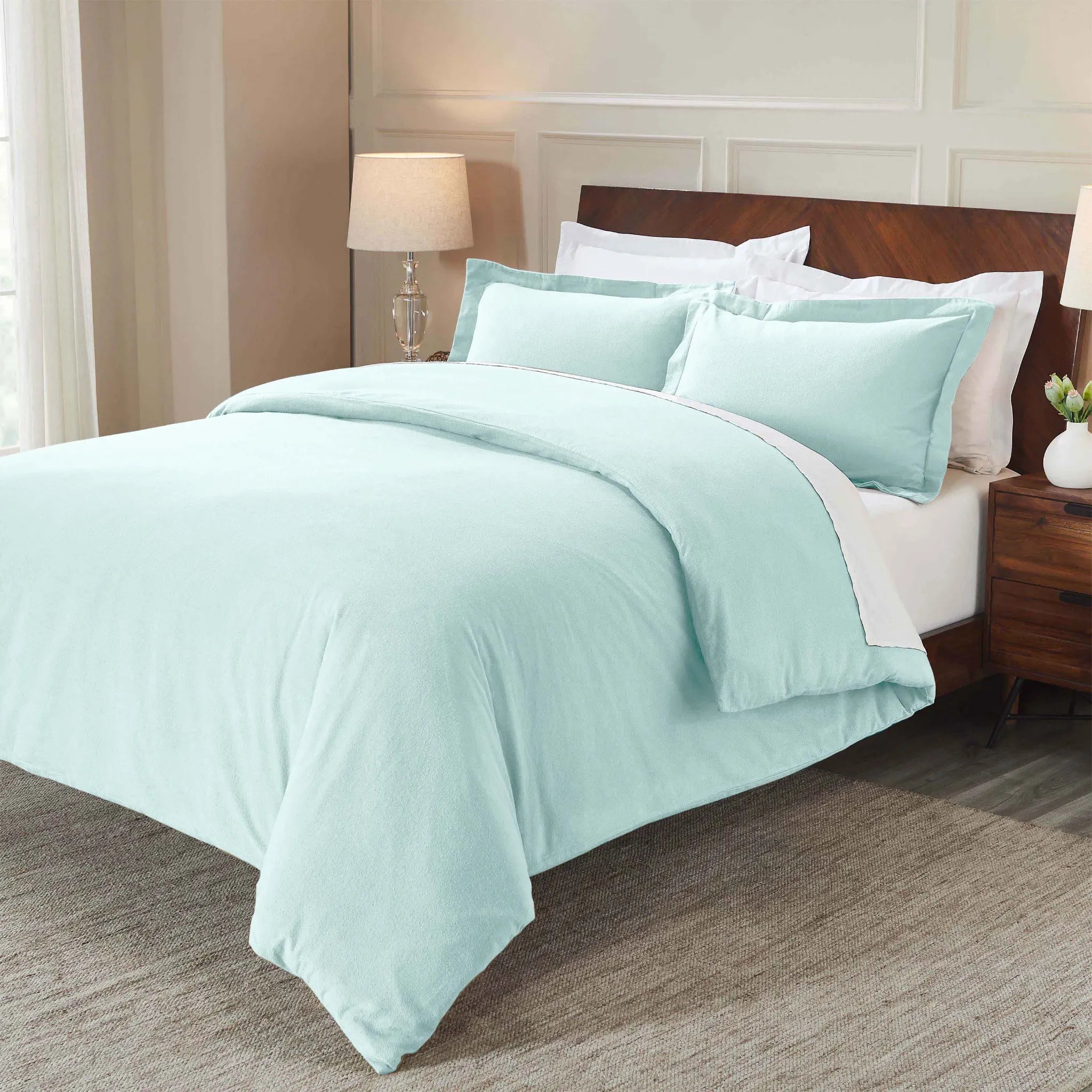 Flannel Cotton Modern Solid Fuzzy Duvet Cover Set With Pillow Shams - Duvet Cover Set by Superior Brand