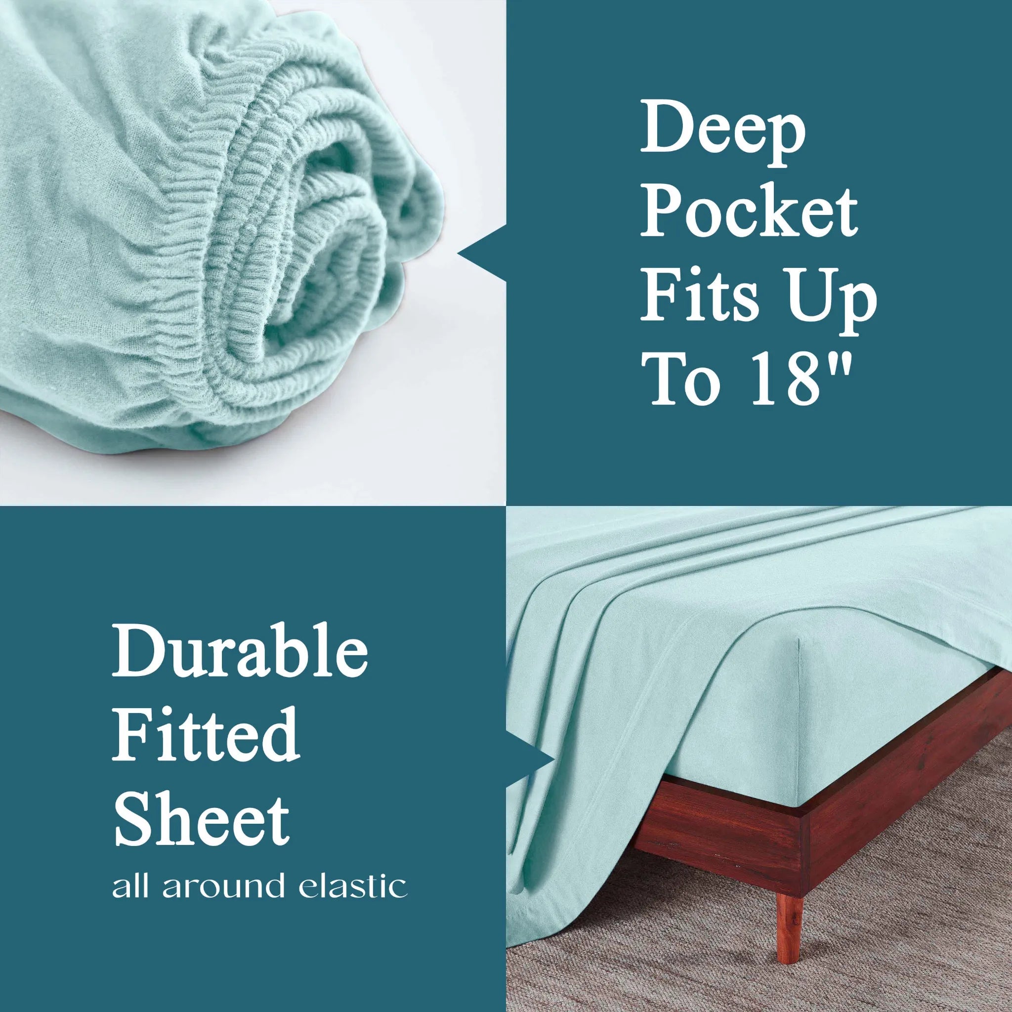 100% Cotton Flannel Solid Deep Pocket Bed Sheet Set - Sheet Set by Superior Brand