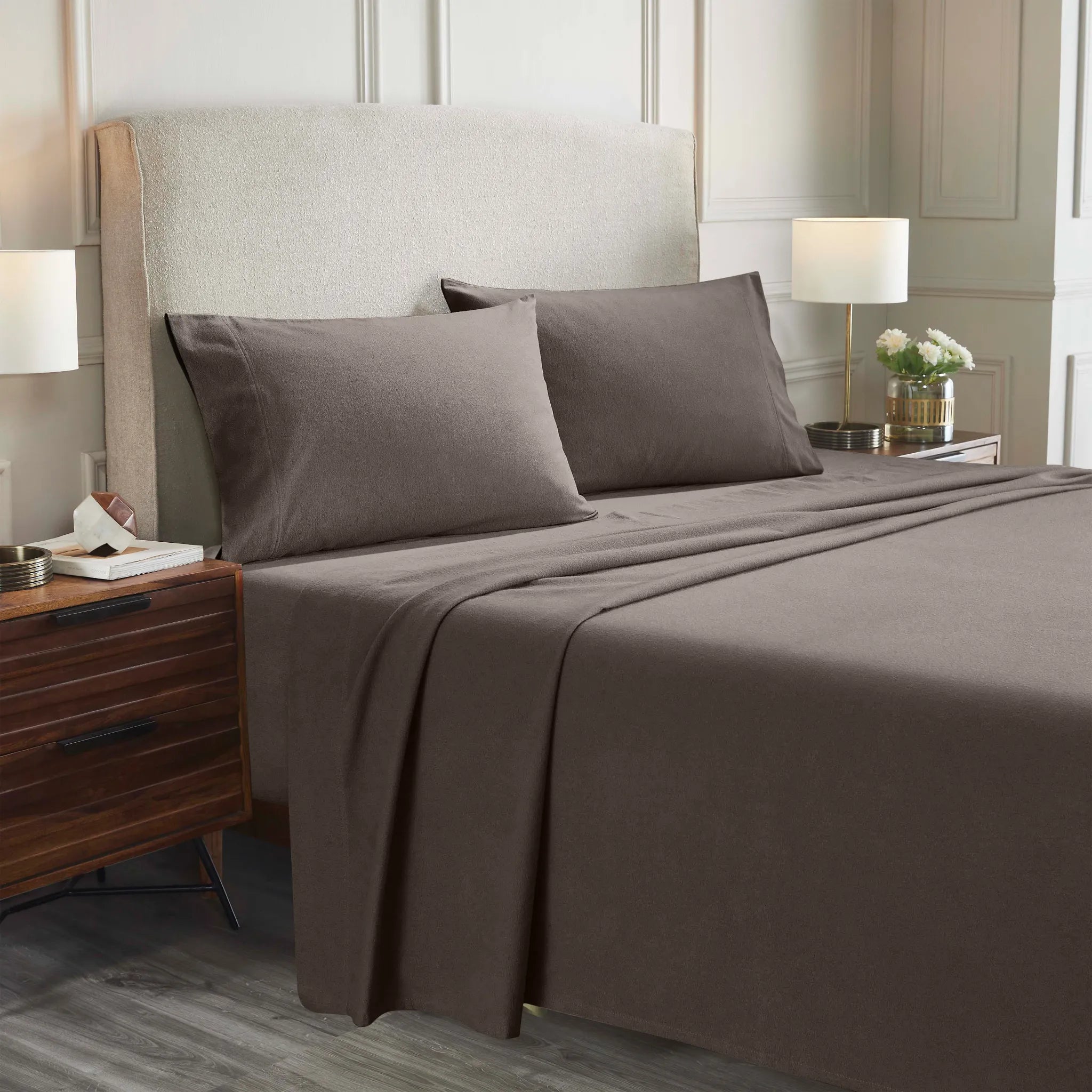 100% Cotton Flannel Solid Deep Pocket Bed Sheet Set - Sheet Set by Superior Brand