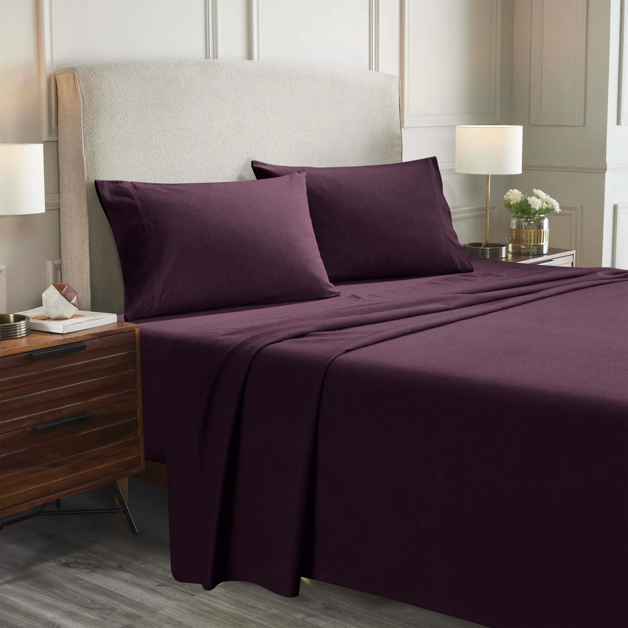 100% Cotton Flannel Solid Deep Pocket Bed Sheet Set - Sheet Set by Superior Brand