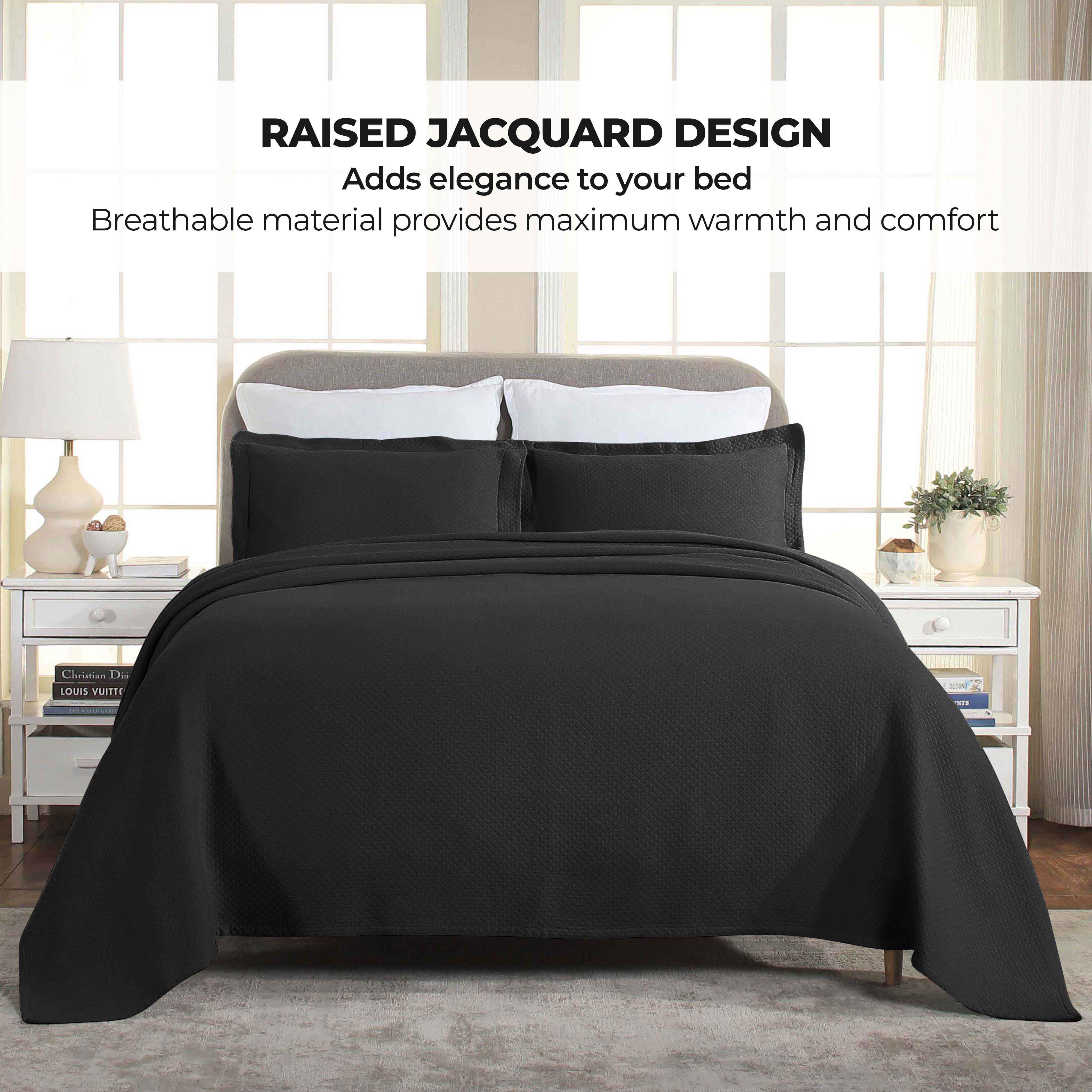 Lightweight Cotton Bedspread Sets 3-Piece Diamond Jacquard Matelassé - Bedspread by Superior Brand