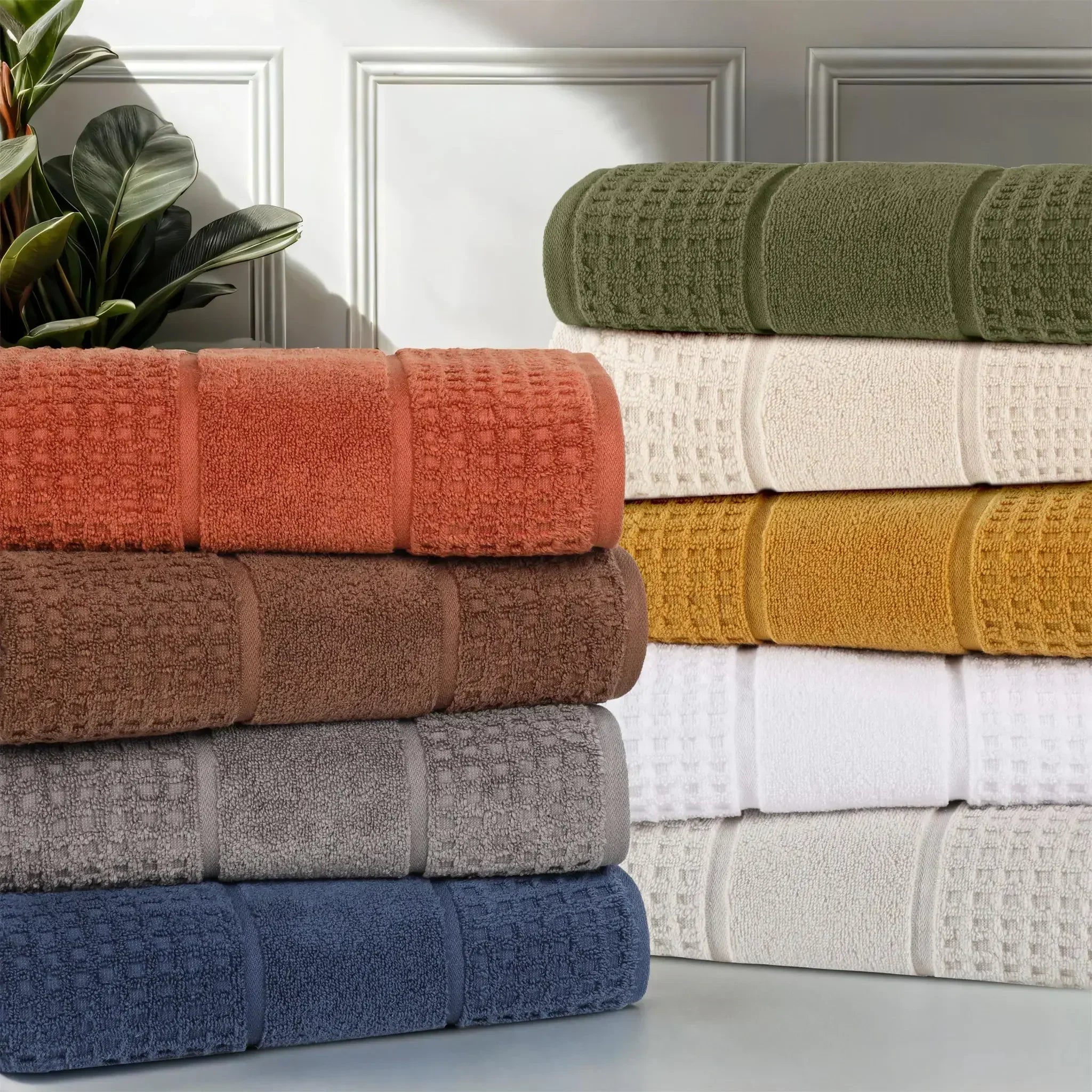 Napa Zero Twist Cotton Solid Waffle Honeycomb Bath Sheet Set of 2 - Towel Set by Superior Brand