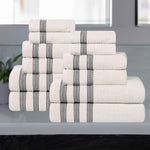 Brea Zero Twist Cotton Ribbed Geometric Border 12 Piece Towel Set - Towel Set by Superior Brand