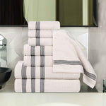 Brea Zero Twist Cotton Ribbed Geometric Border 8 Piece Towel Set - Towel Set by Superior Brand